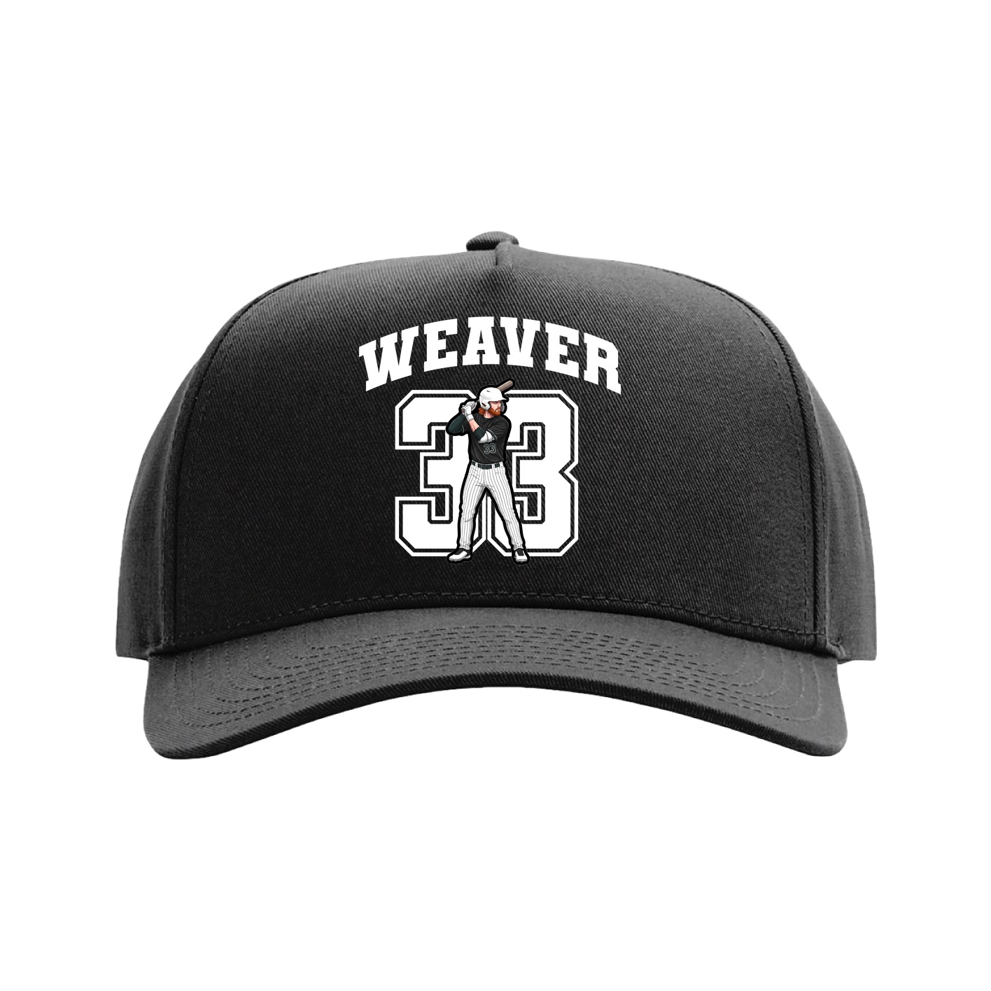 Full Fabric Five-Panel Champ Cap — Number in Black