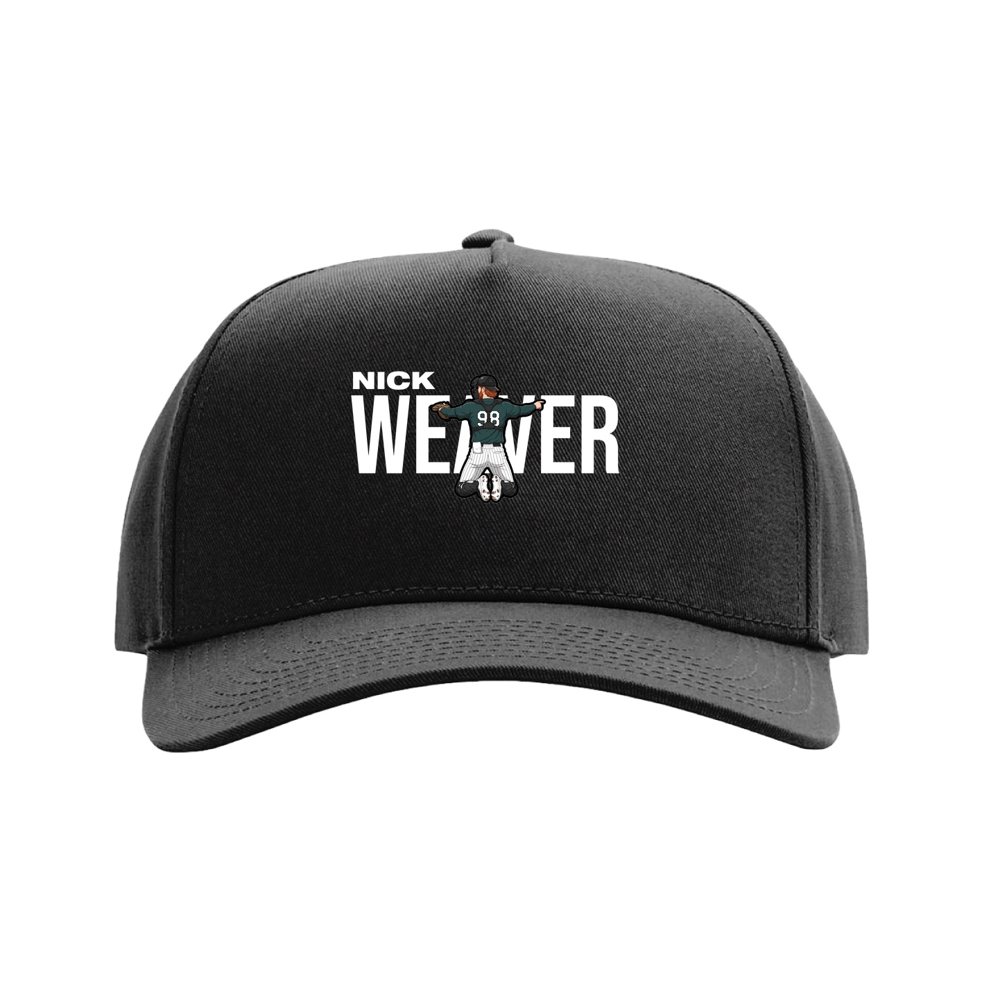 Full Fabric Five-Panel Champ Cap — Player Name in Black