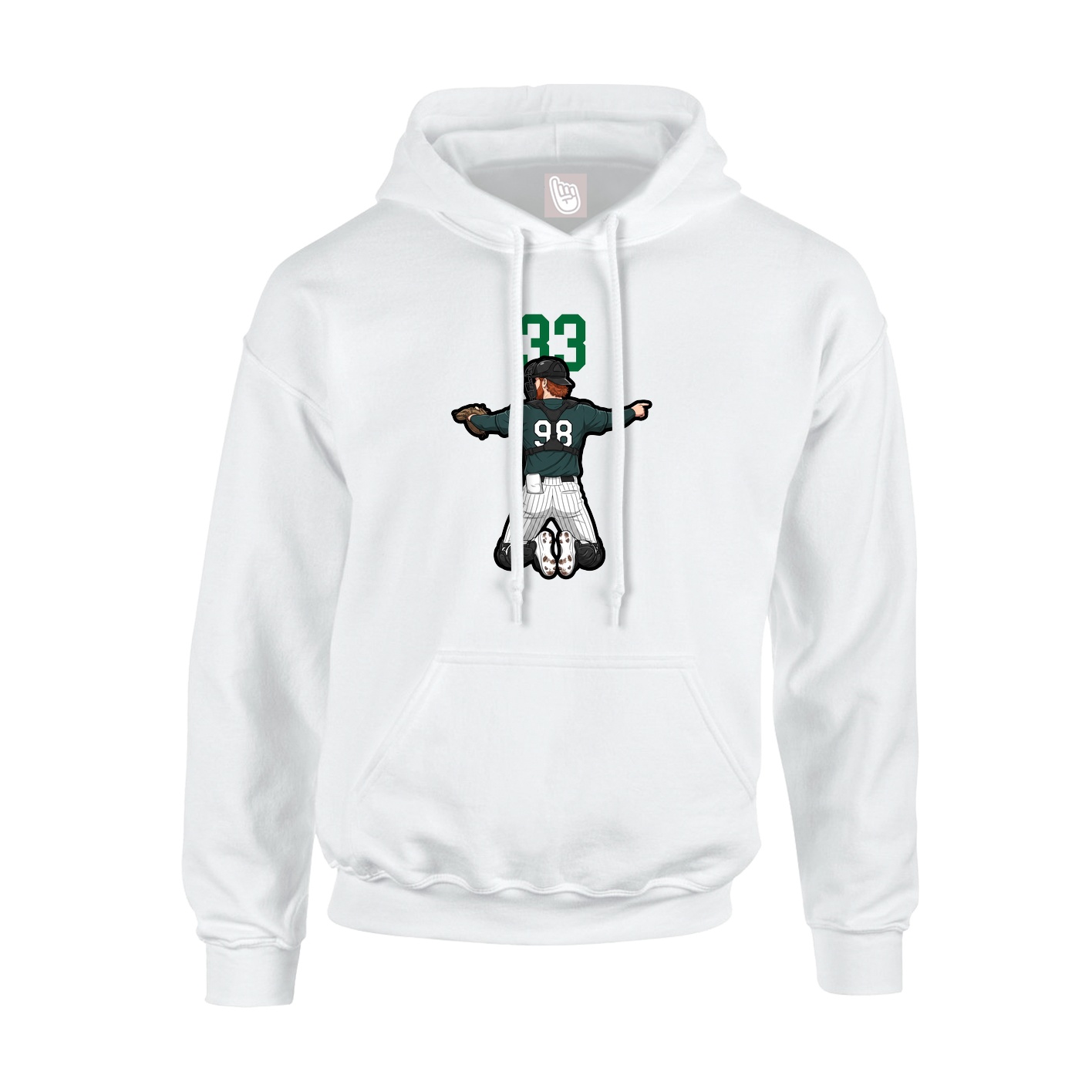 Youth Hoodie — Number Top in White
