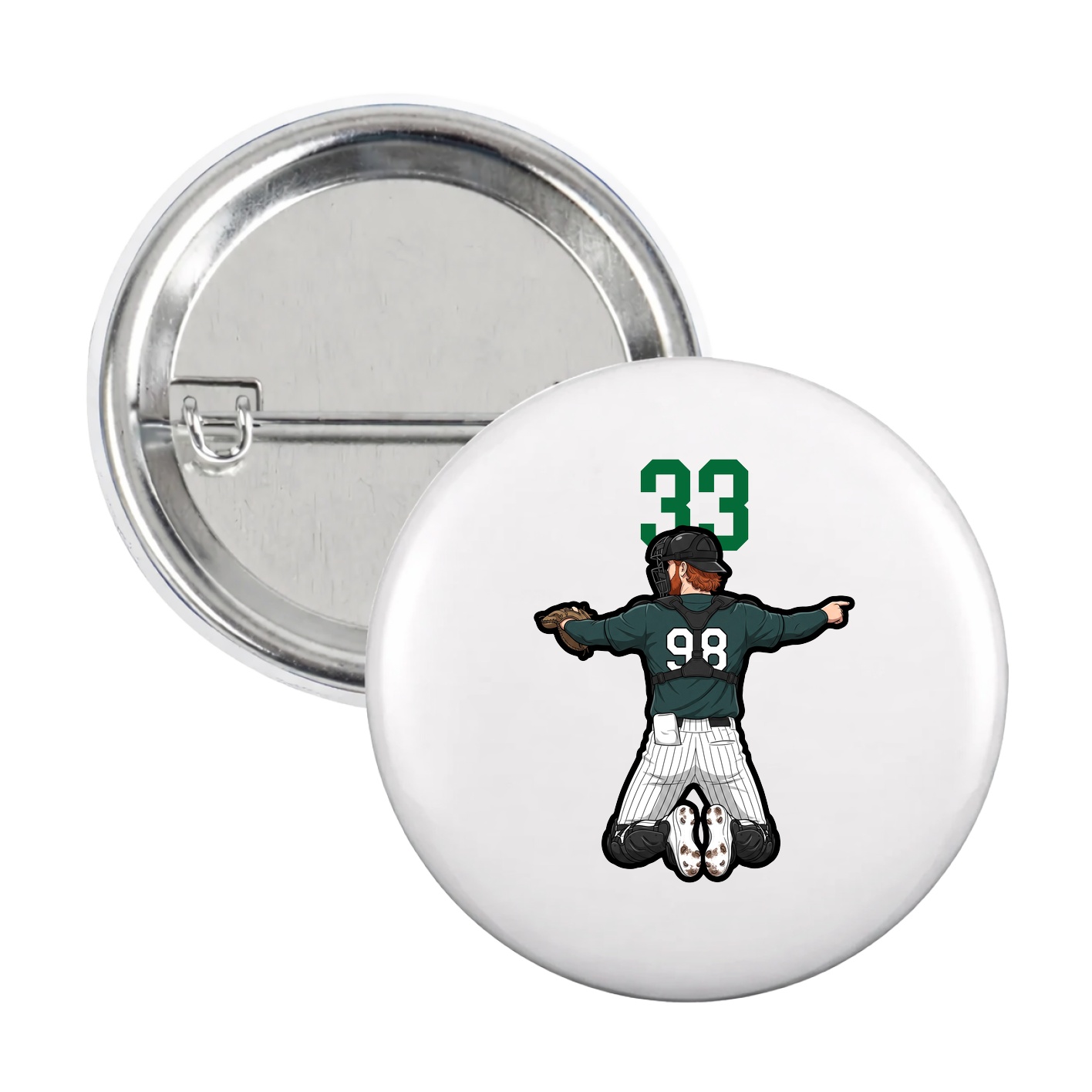 Game Day Button — Number Top in White