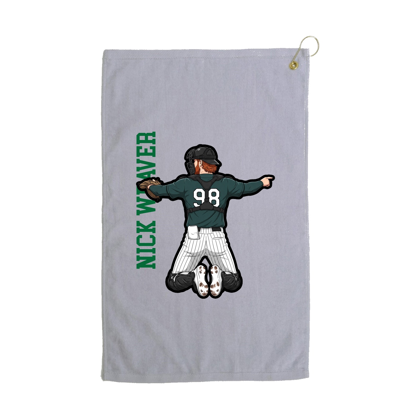Golf Towel — Name Vertical in Grey