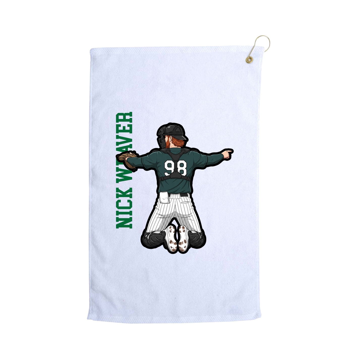 Golf Towel — Name Vertical in White