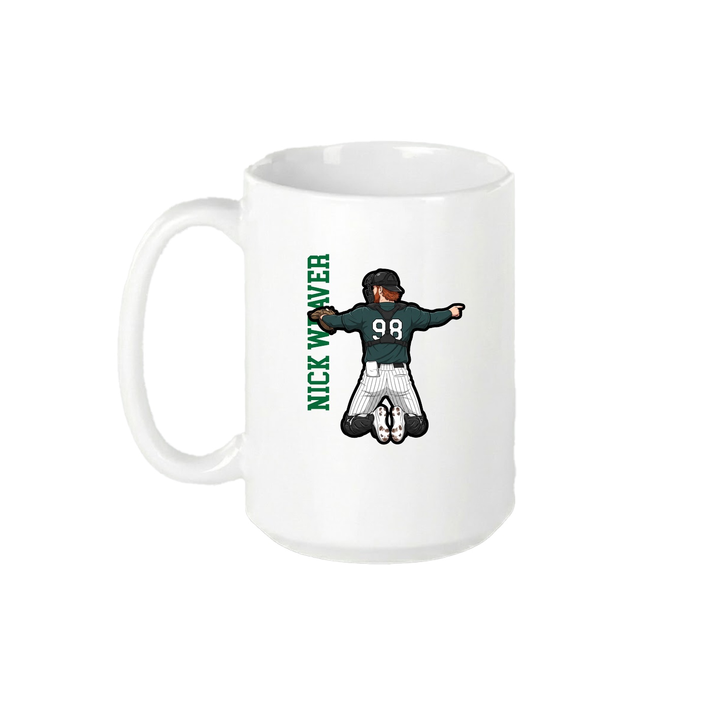 15oz Coffee Mug — Name Vertical in White