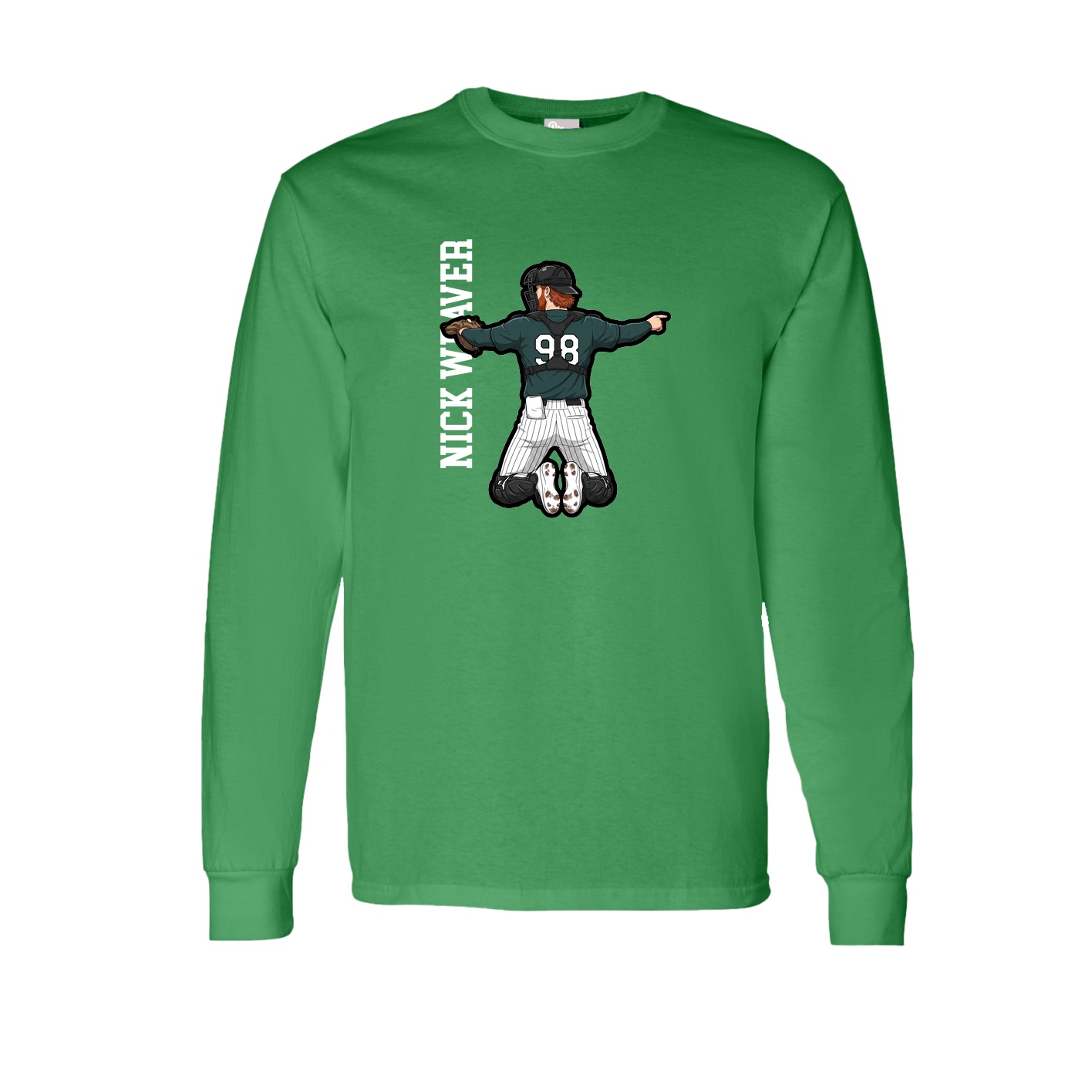 Long Sleeve Tee — Name Vertical in Green