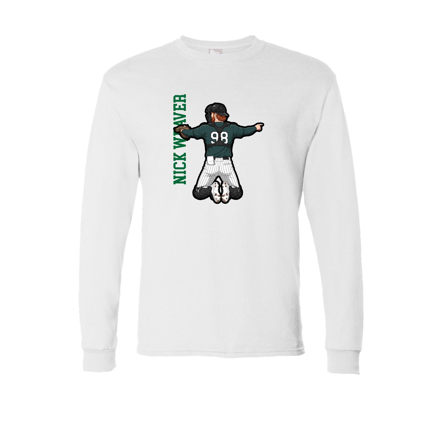 Long Sleeve Tee — Name Vertical in White