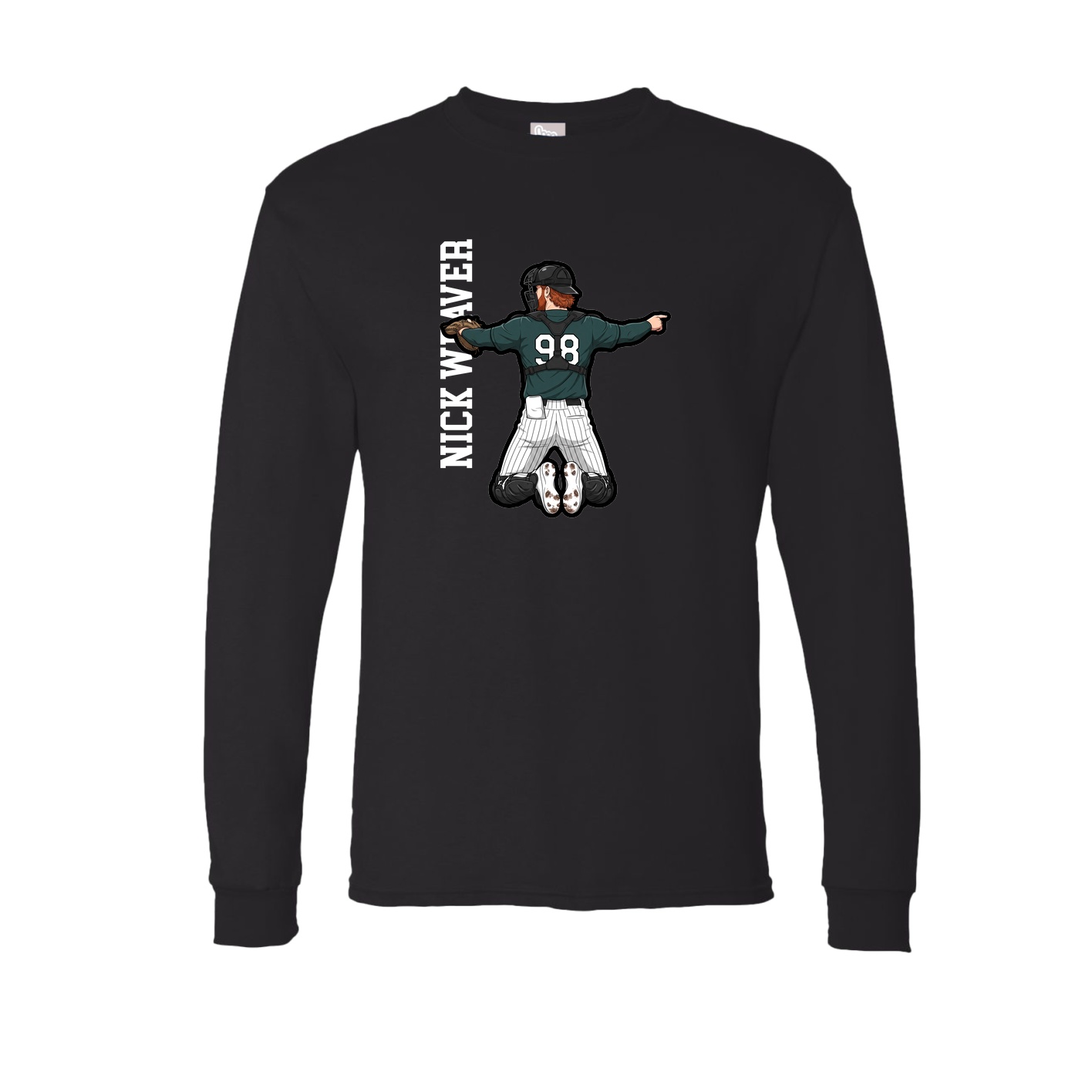 Long Sleeve Tee — Name Vertical in Black