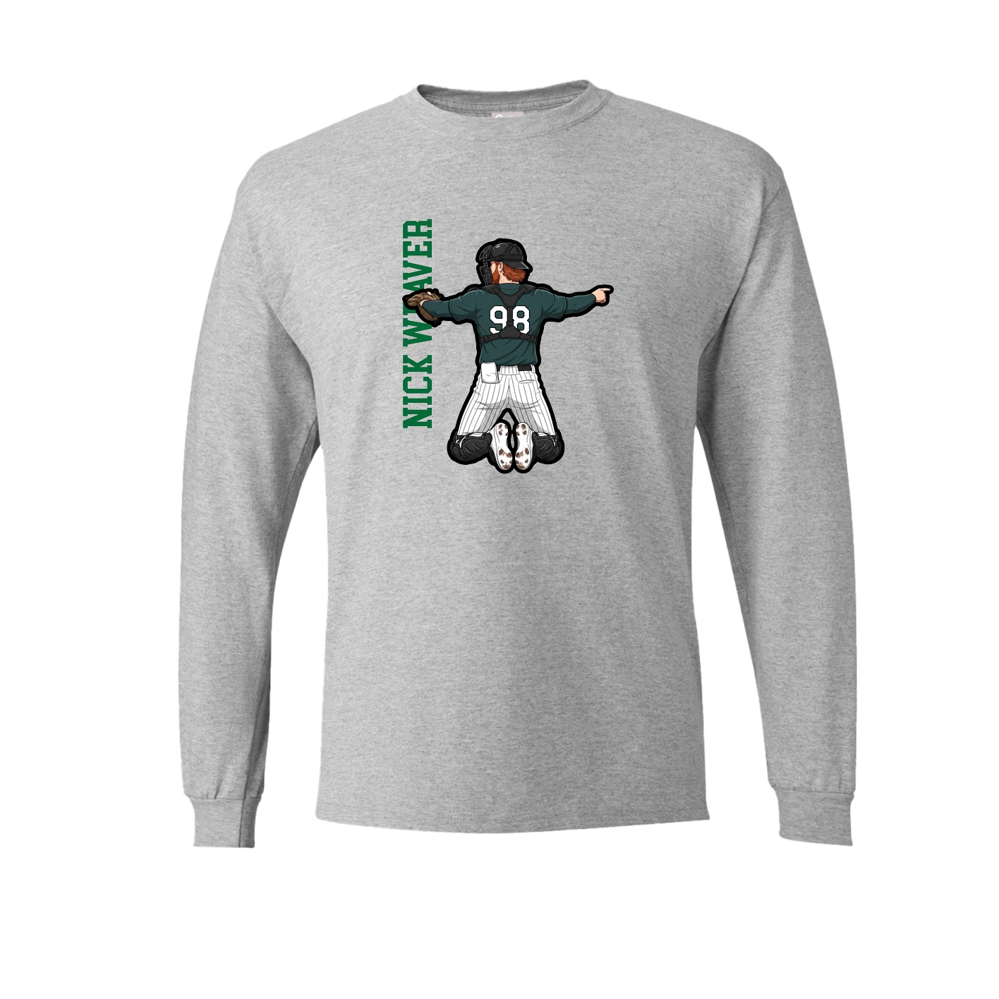 Long Sleeve Tee — Name Vertical in Grey
