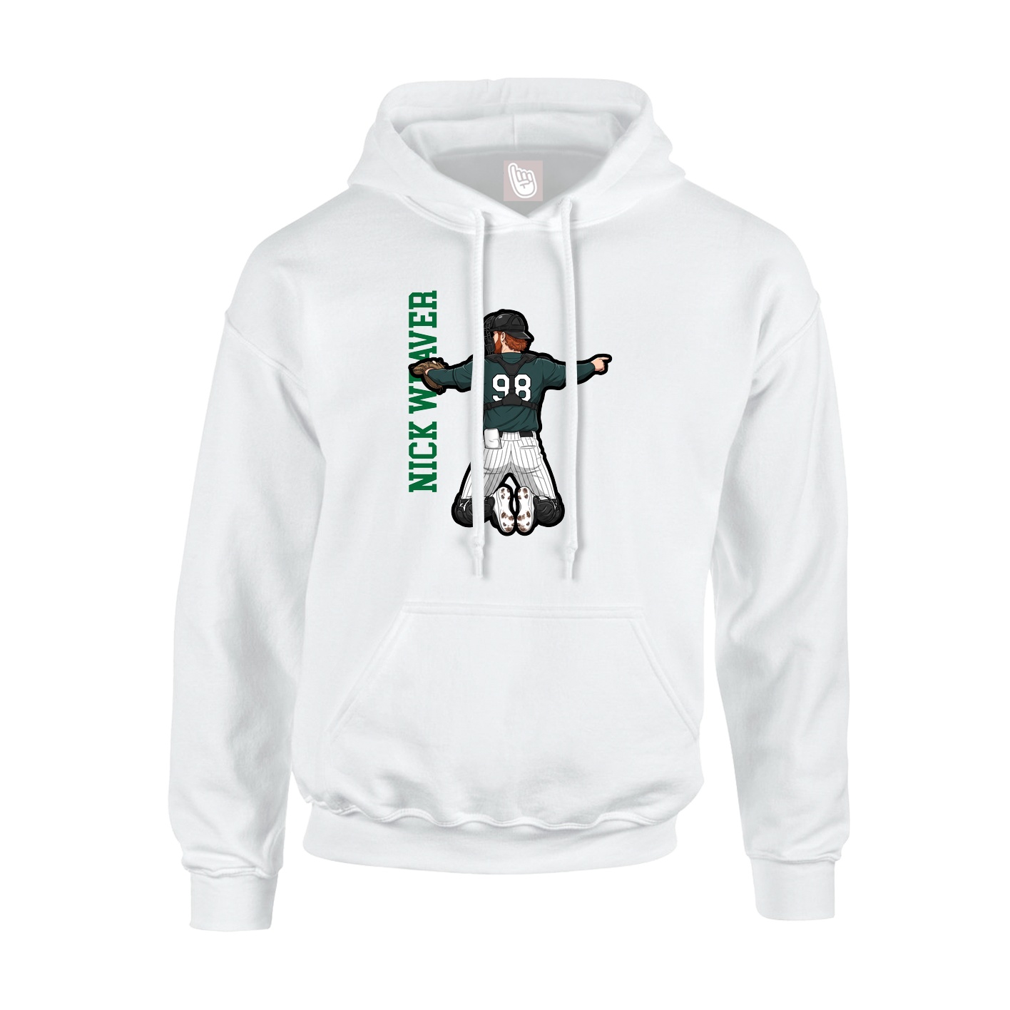 Youth Hoodie — Name Vertical in White