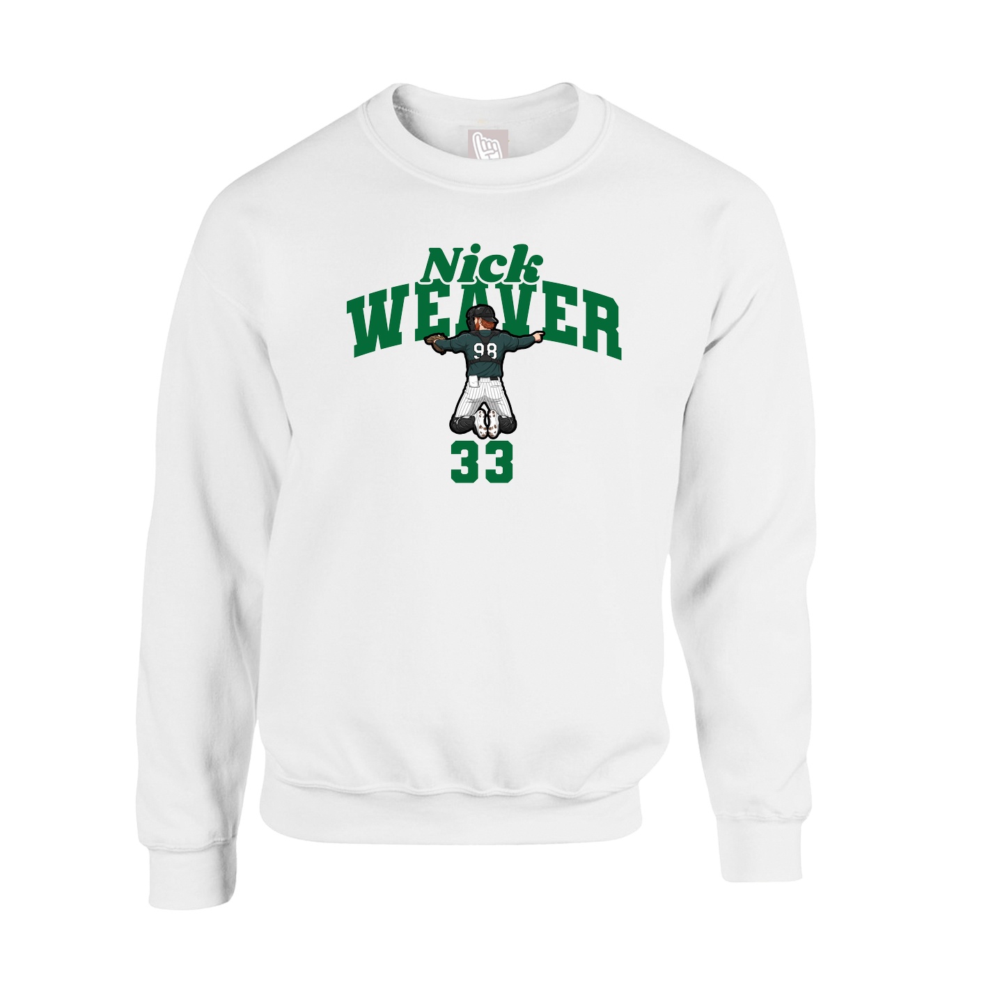Fleece Crew — Signature Arch in White