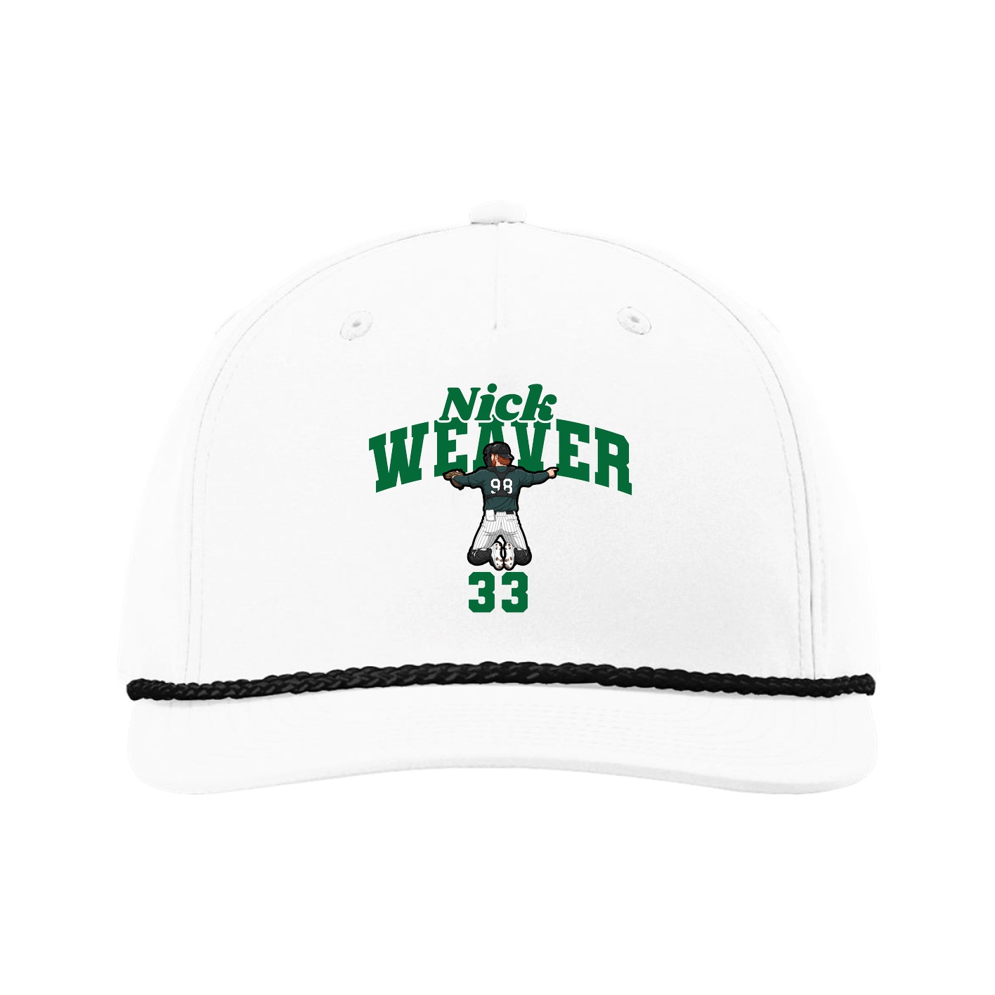 Five-Panel Classic Rope Cap — Signature Arch in White