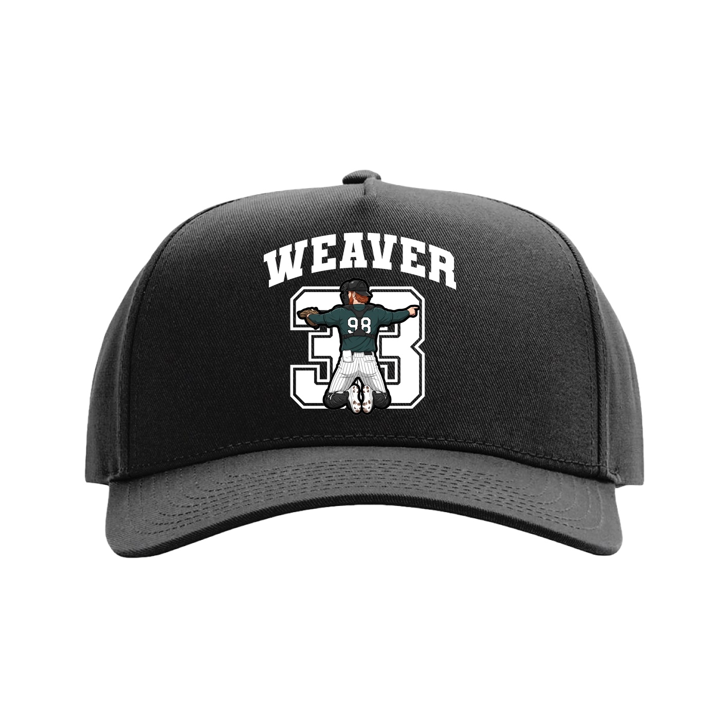 Full Fabric Five-Panel Champ Cap — Number in Black
