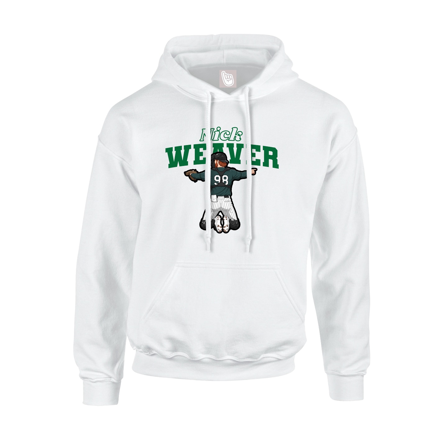 Youth Hoodie — Name Arch in White