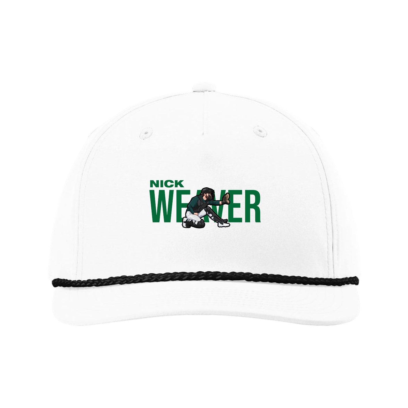 Five-Panel Classic Rope Cap — Player Name in White