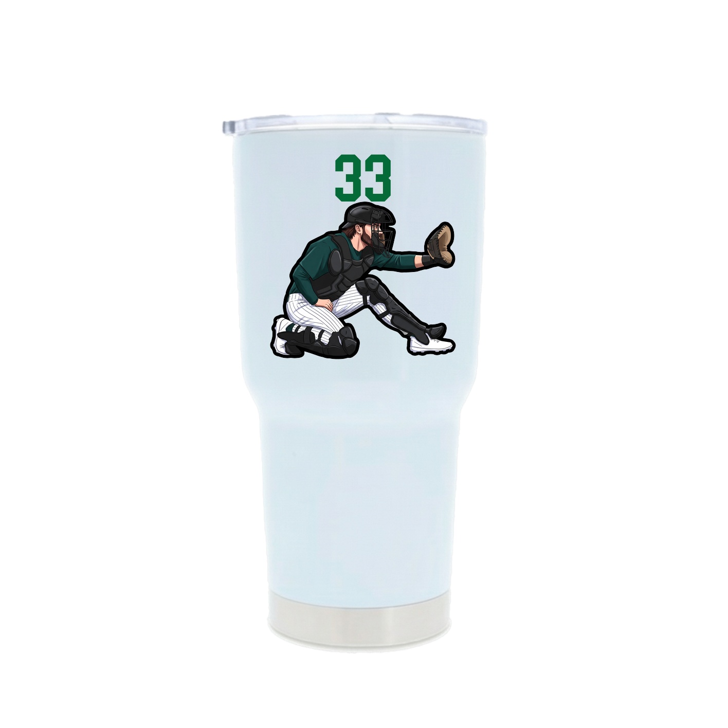 30oz Stainless Steel Tumbler — Number Top in White