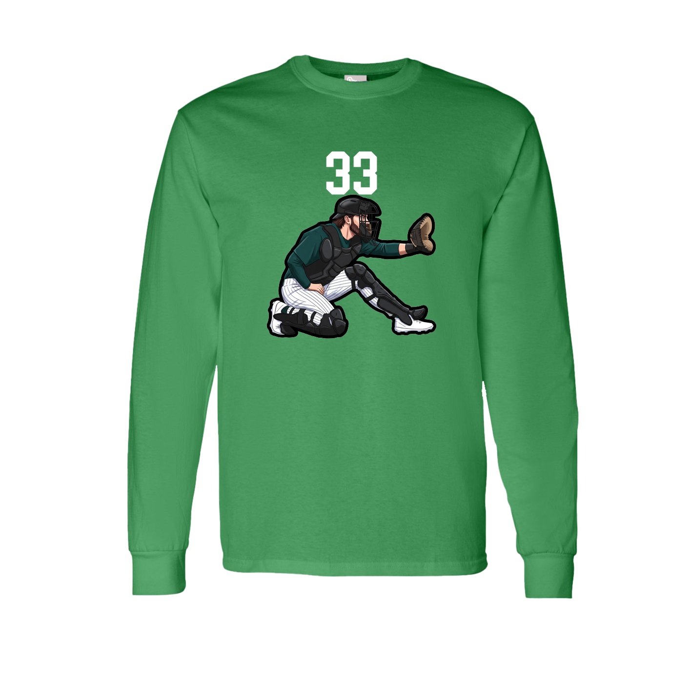 Long Sleeve Tee — Number Top in Green
