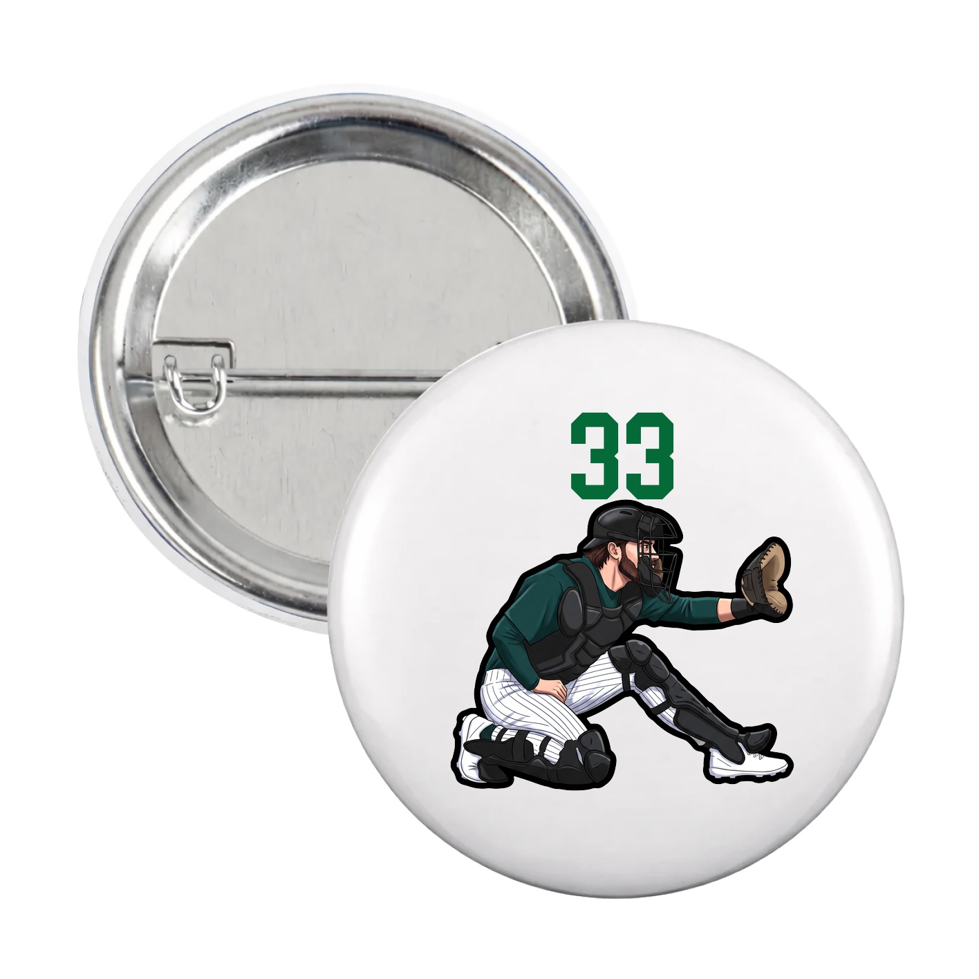 Game Day Button — Number Top in White
