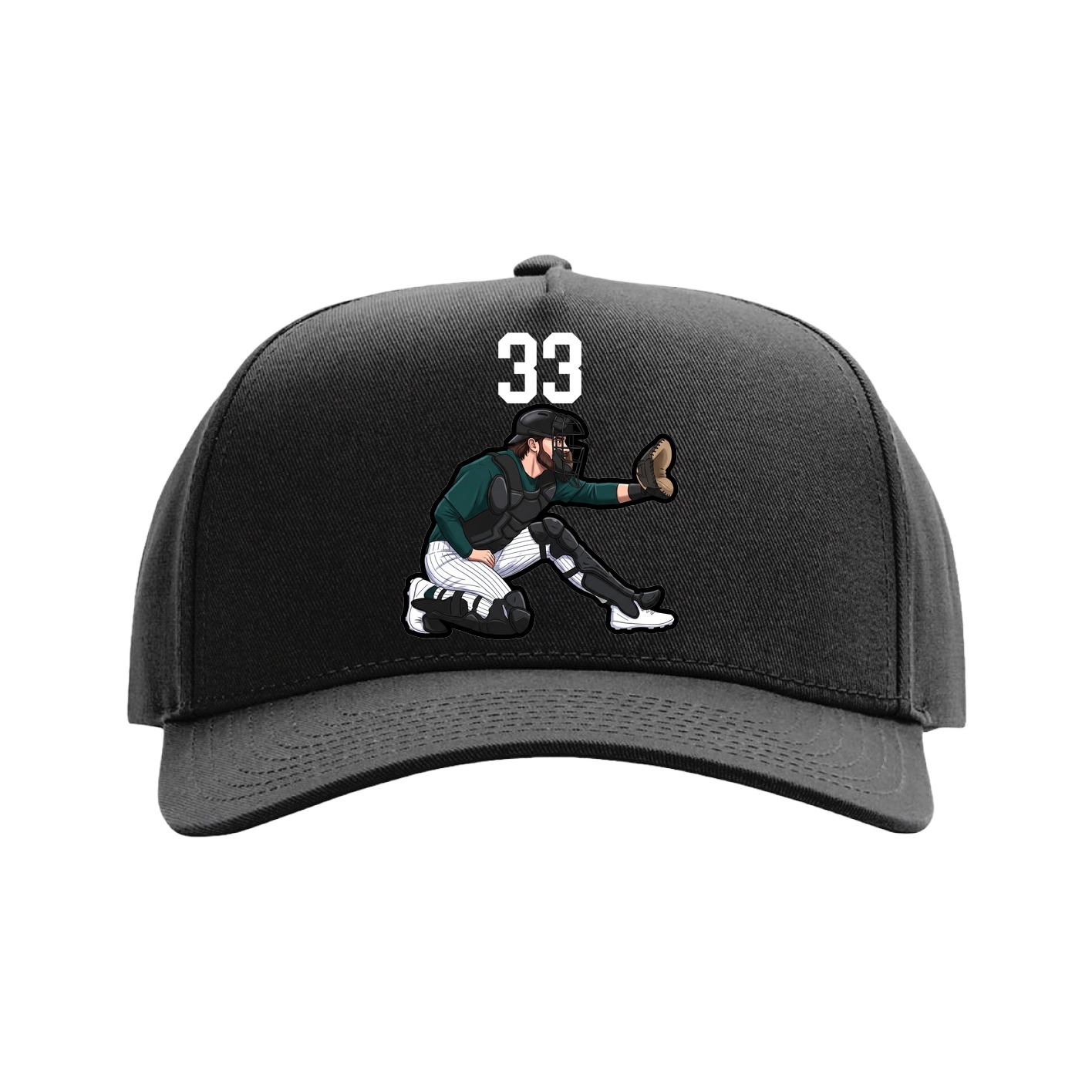 Full Fabric Five-Panel Champ Cap — Number Top in Black