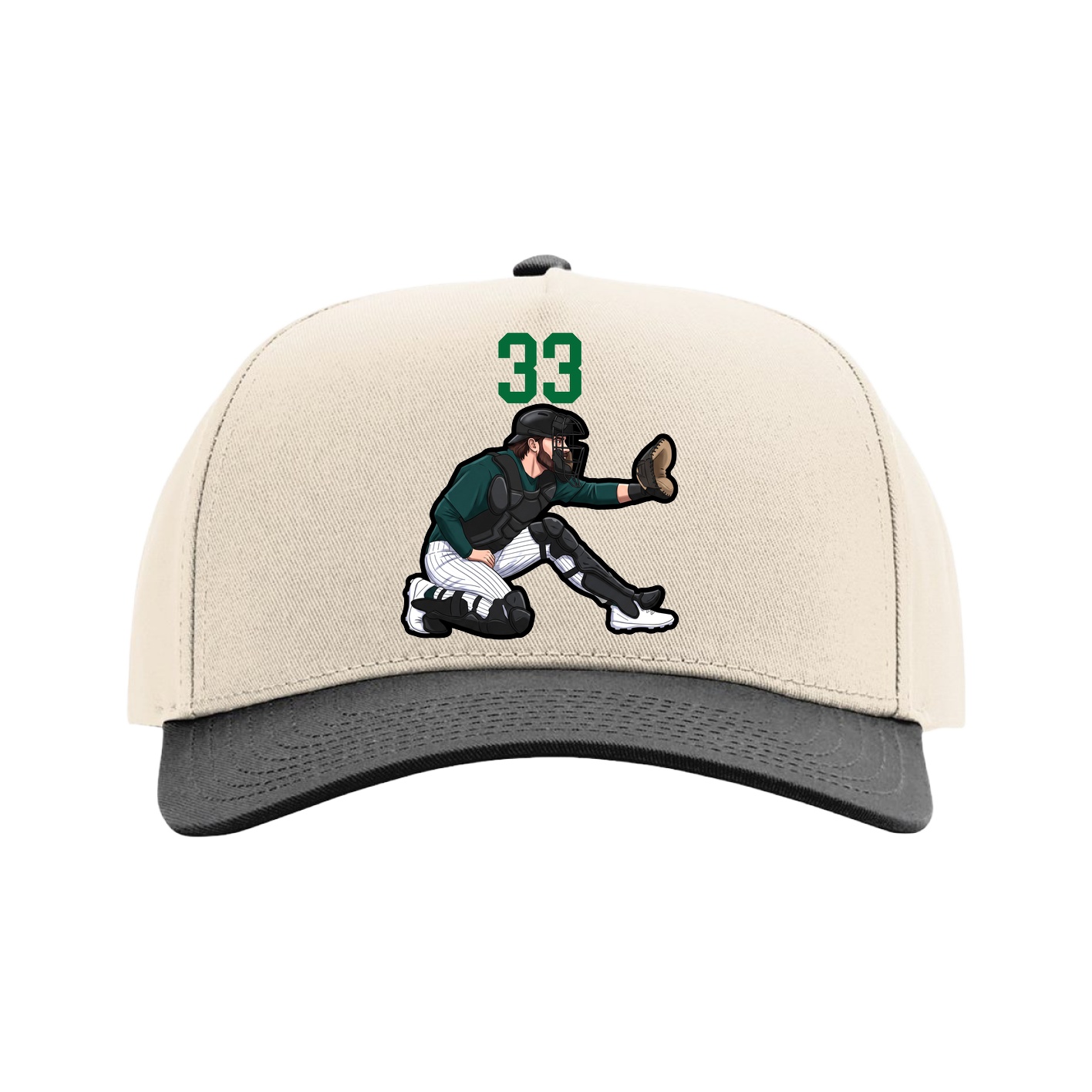 Full Fabric Five-Panel Champ Cap — Number Top in Cream/Black