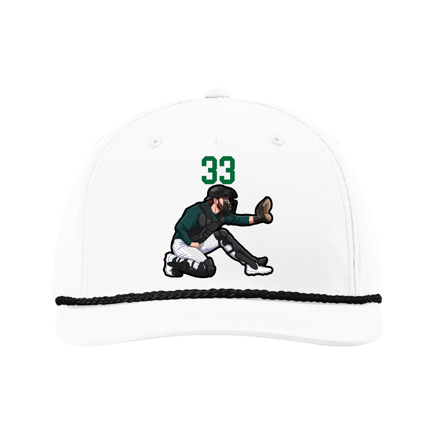 Five-Panel Classic Rope Cap — Number Top in White