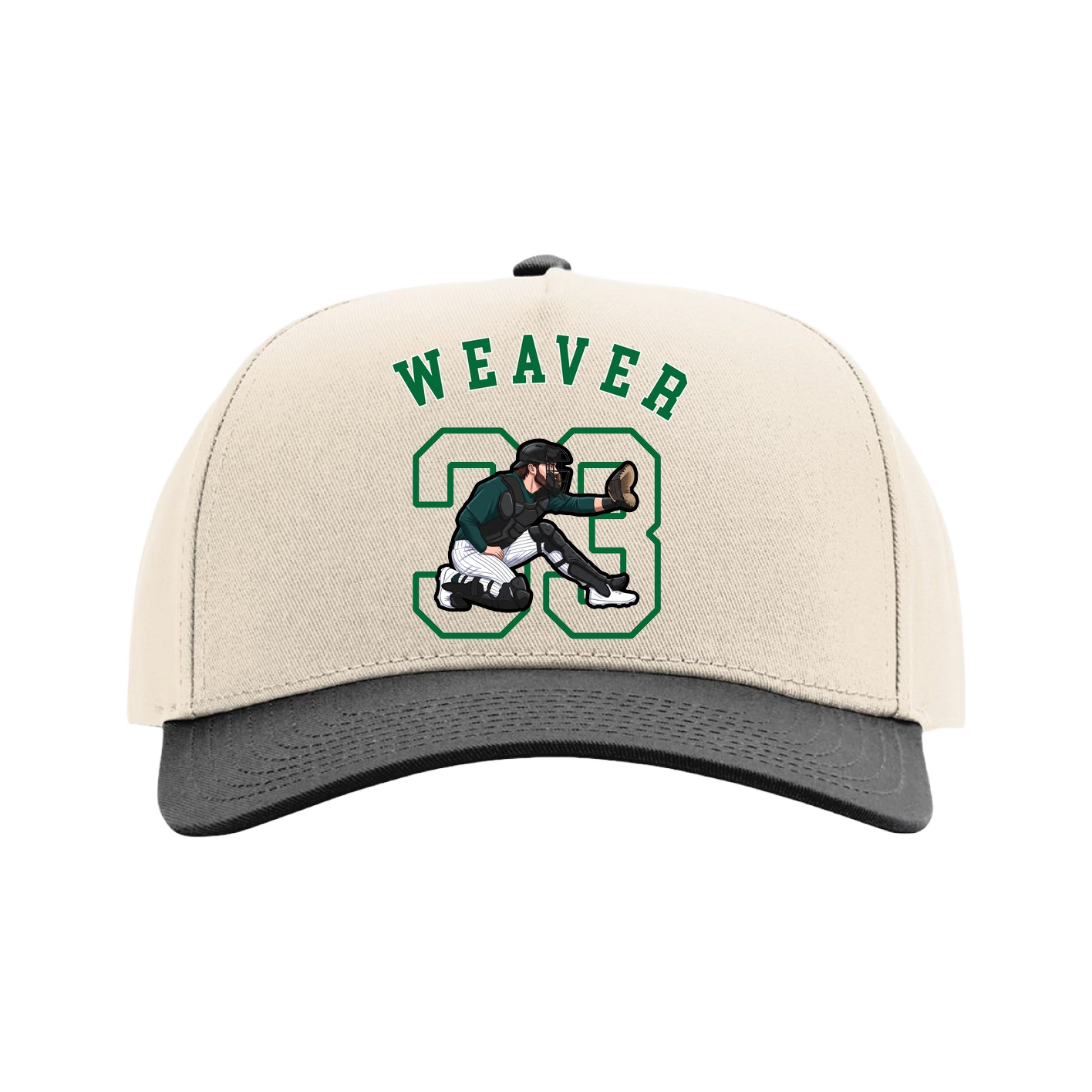 Full Fabric Five-Panel Champ Cap — Shirsey Arch in Cream/Black