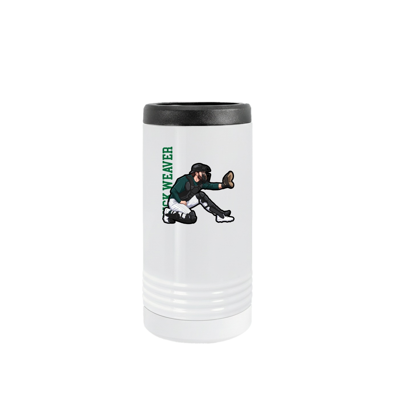 Slim Beverage Holder — Name Vertical in White