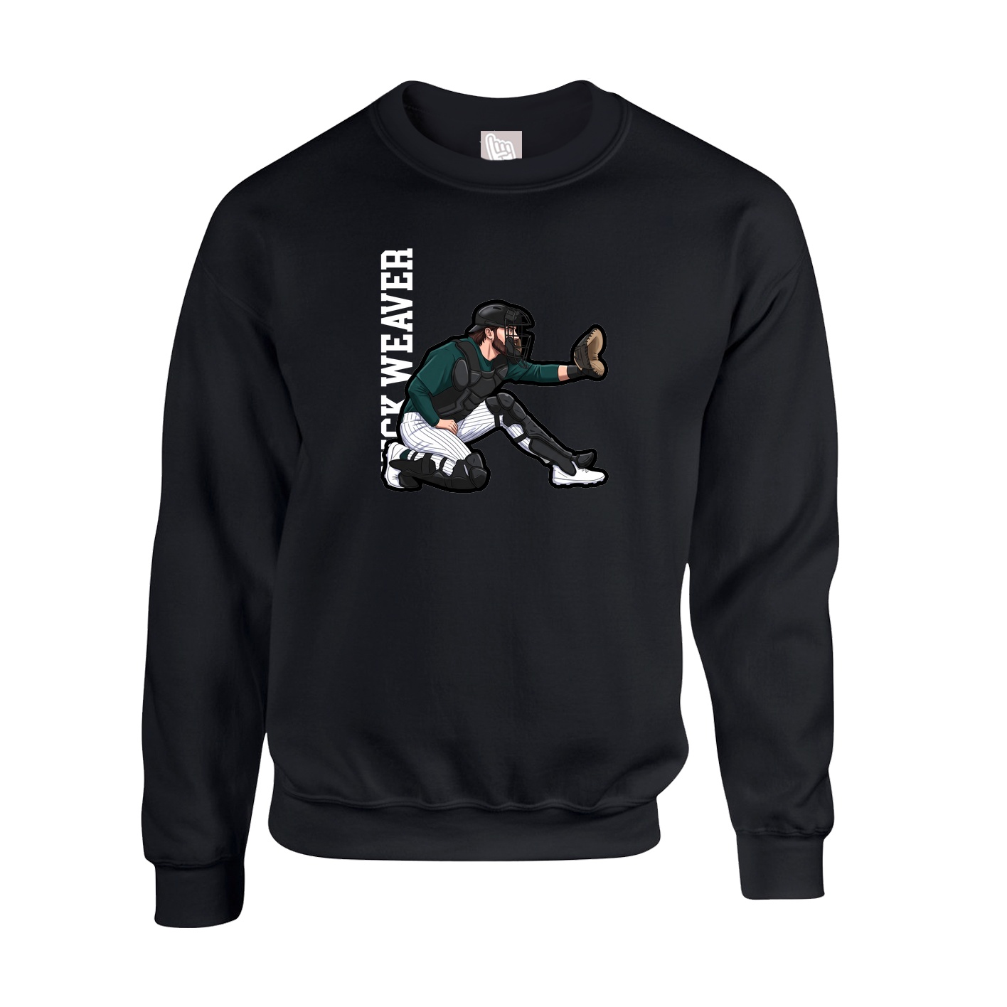 Fleece Crew — Name Vertical in Black