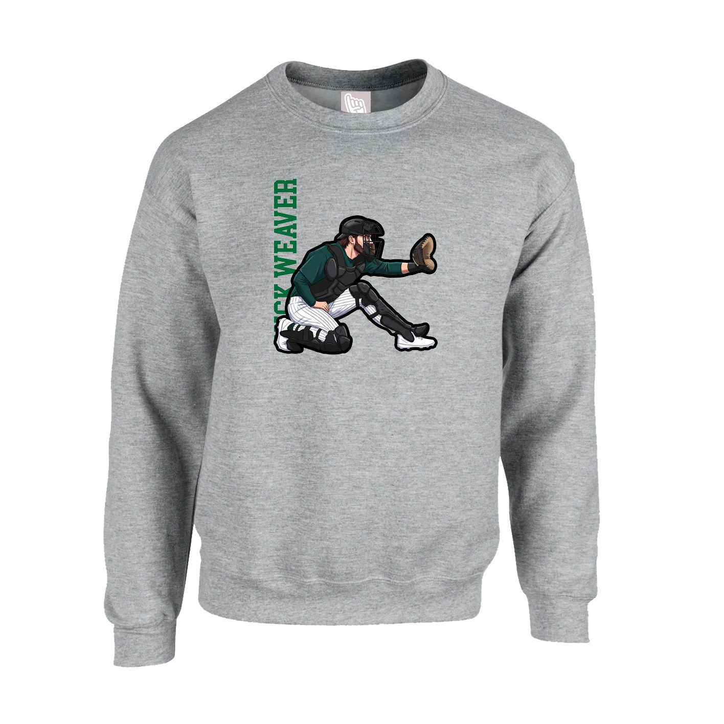 Fleece Crew — Name Vertical in Grey