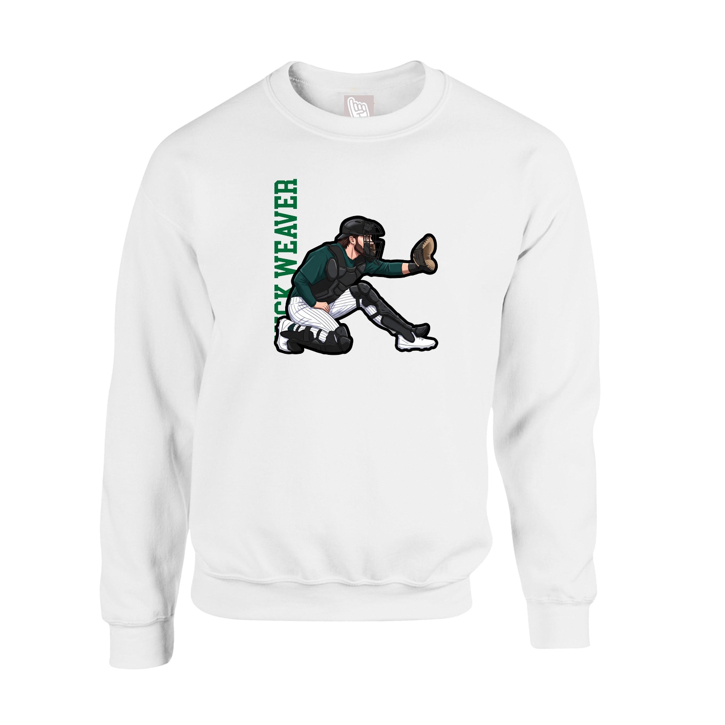 Fleece Crew — Name Vertical in White