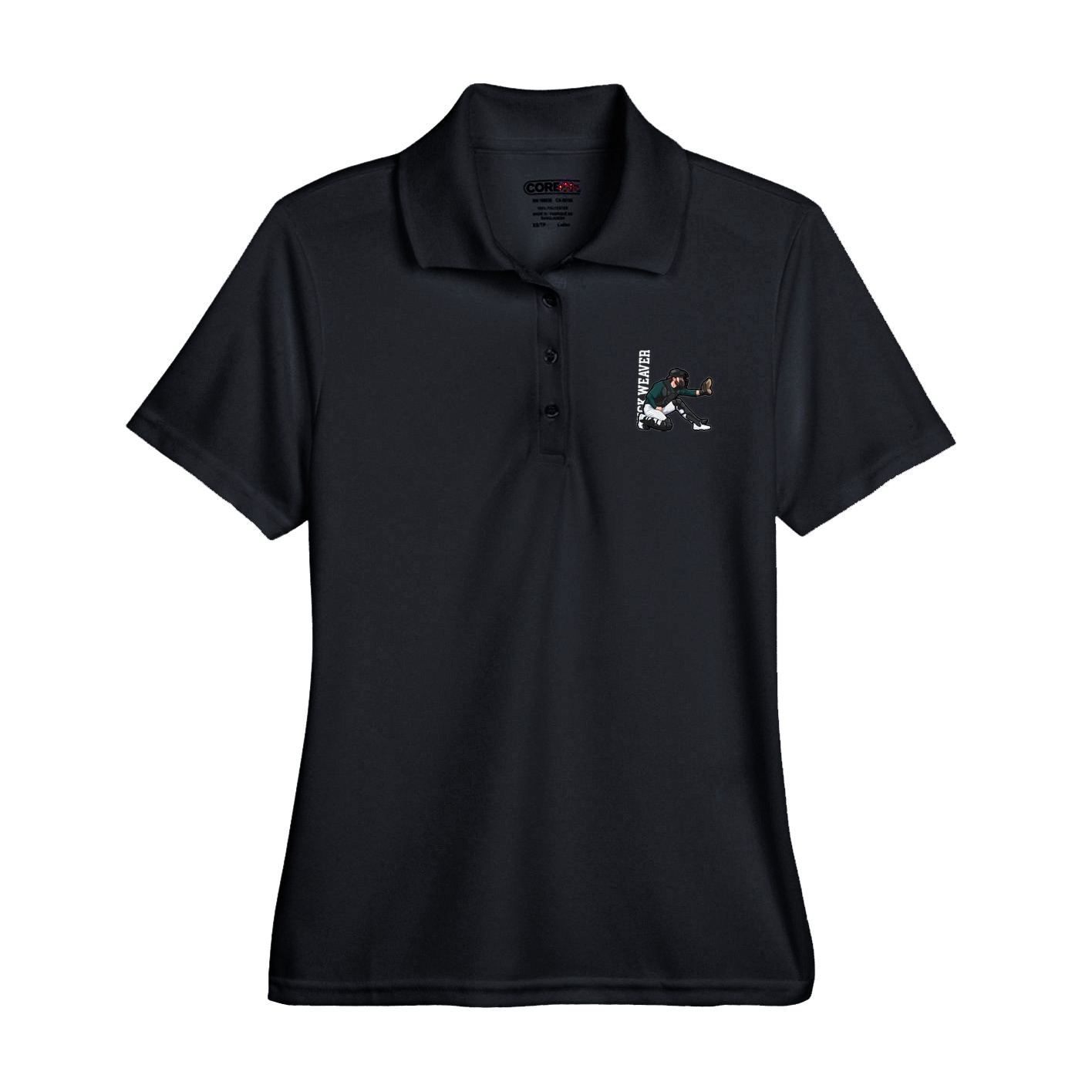 Womens Performance Polo — Name Vertical in Black