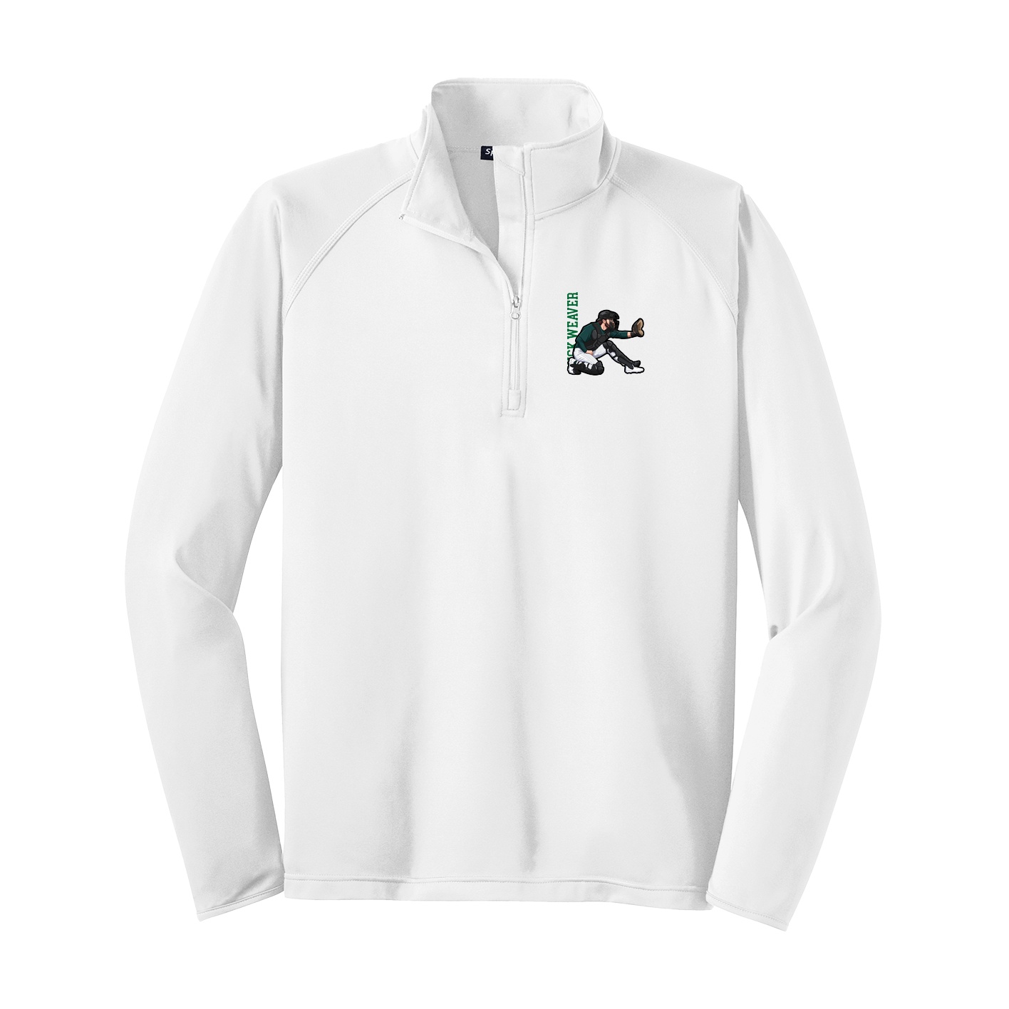 Q-Zip Pullover — Name Vertical in White