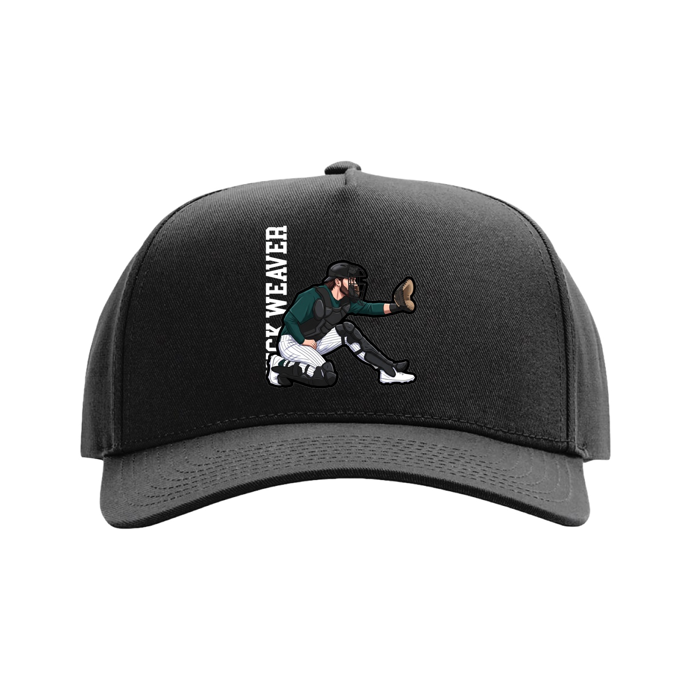 Full Fabric Five-Panel Champ Cap — Name Vertical in Black