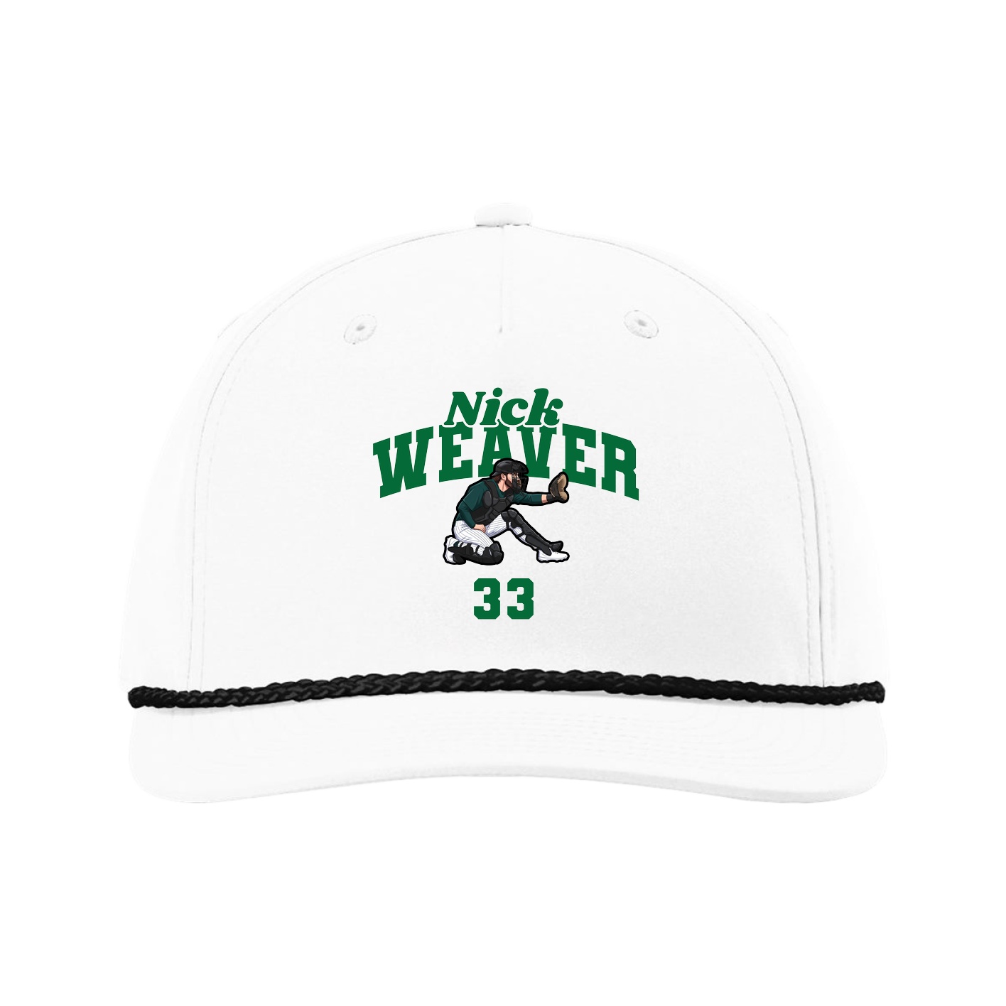 Five-Panel Classic Rope Cap — Signature Arch in White