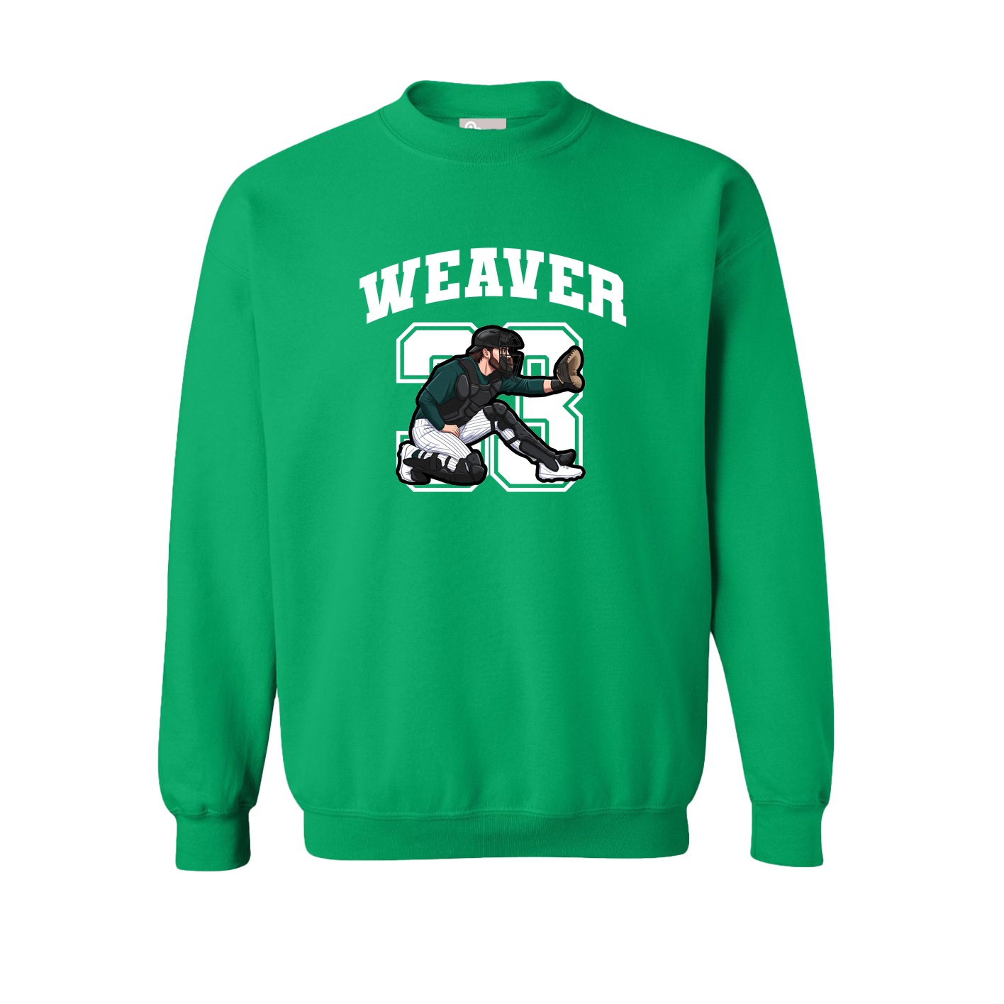 Fleece Crew — Number in Green