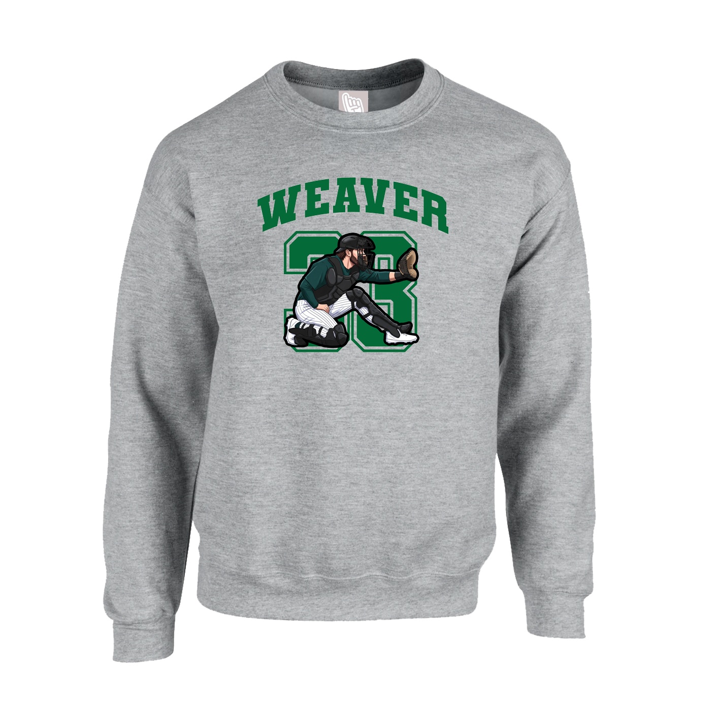Fleece Crew — Number in Grey