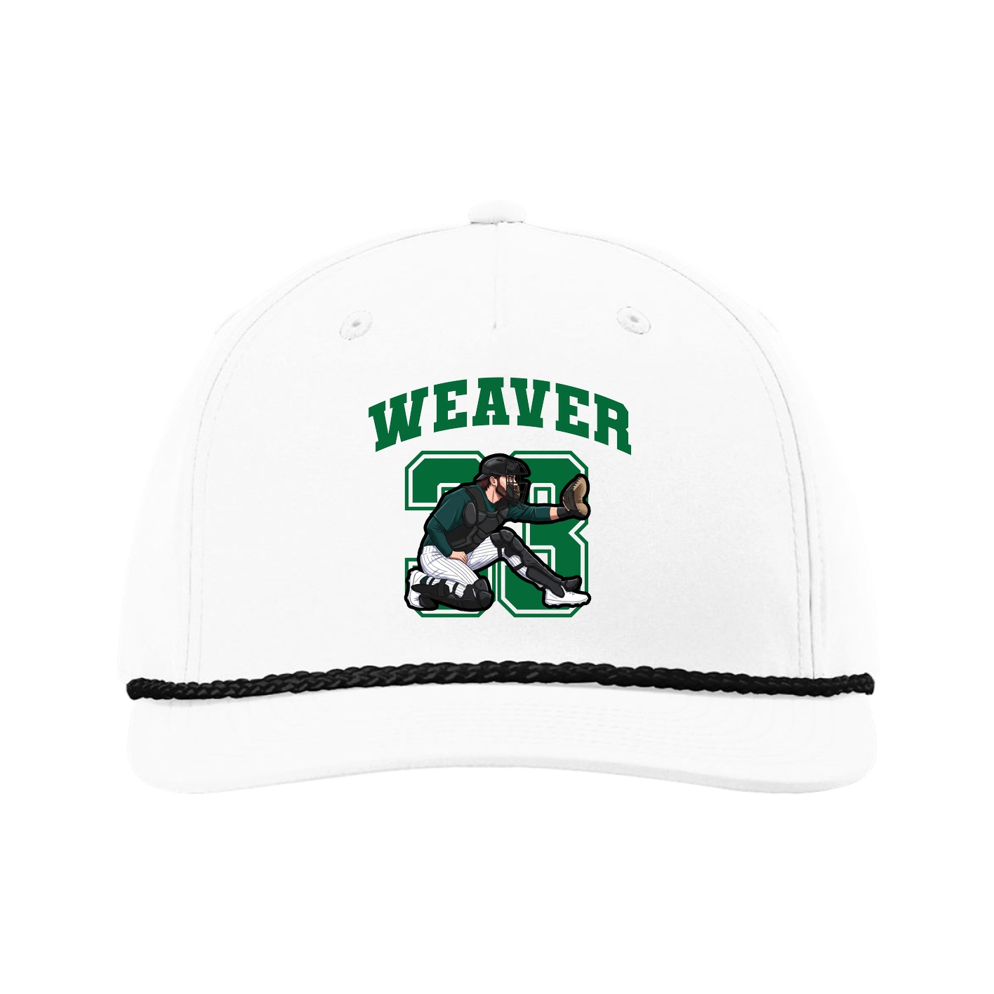 Five-Panel Classic Rope Cap — Number in White