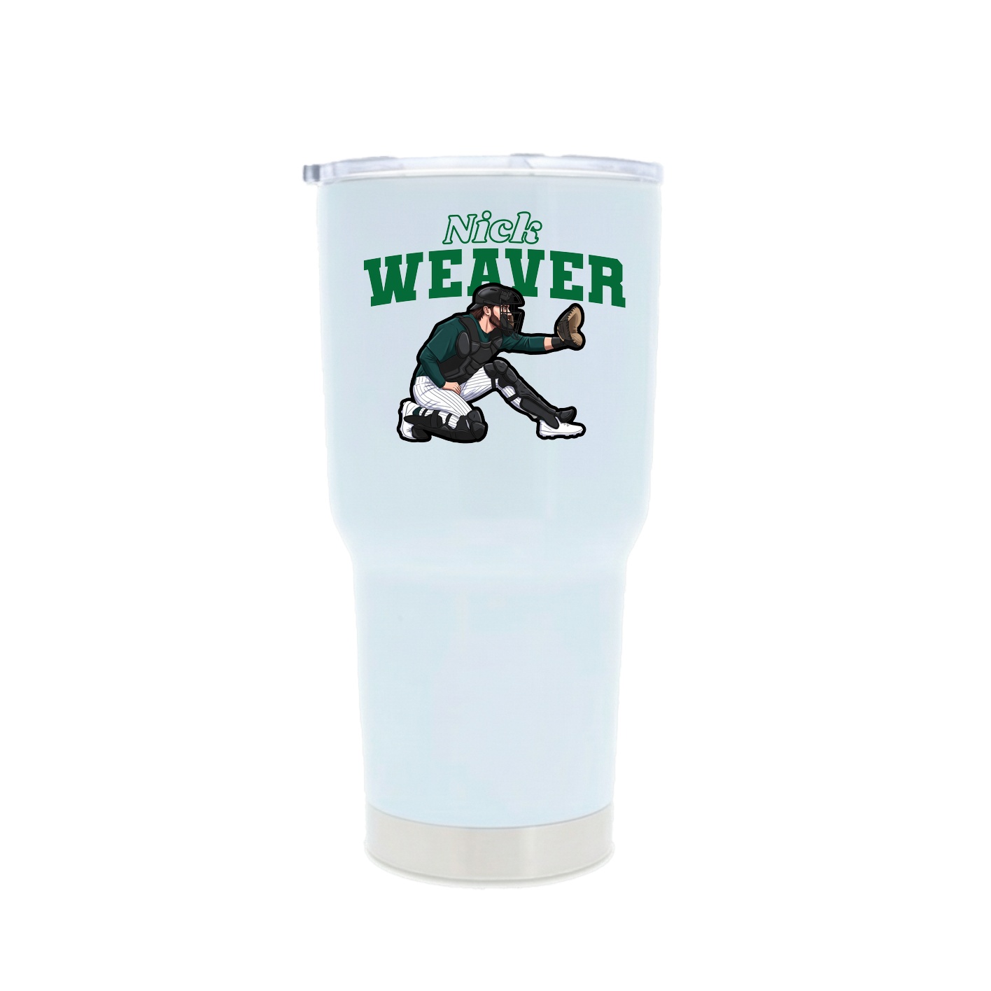 30oz Stainless Steel Tumbler — Name Arch in White