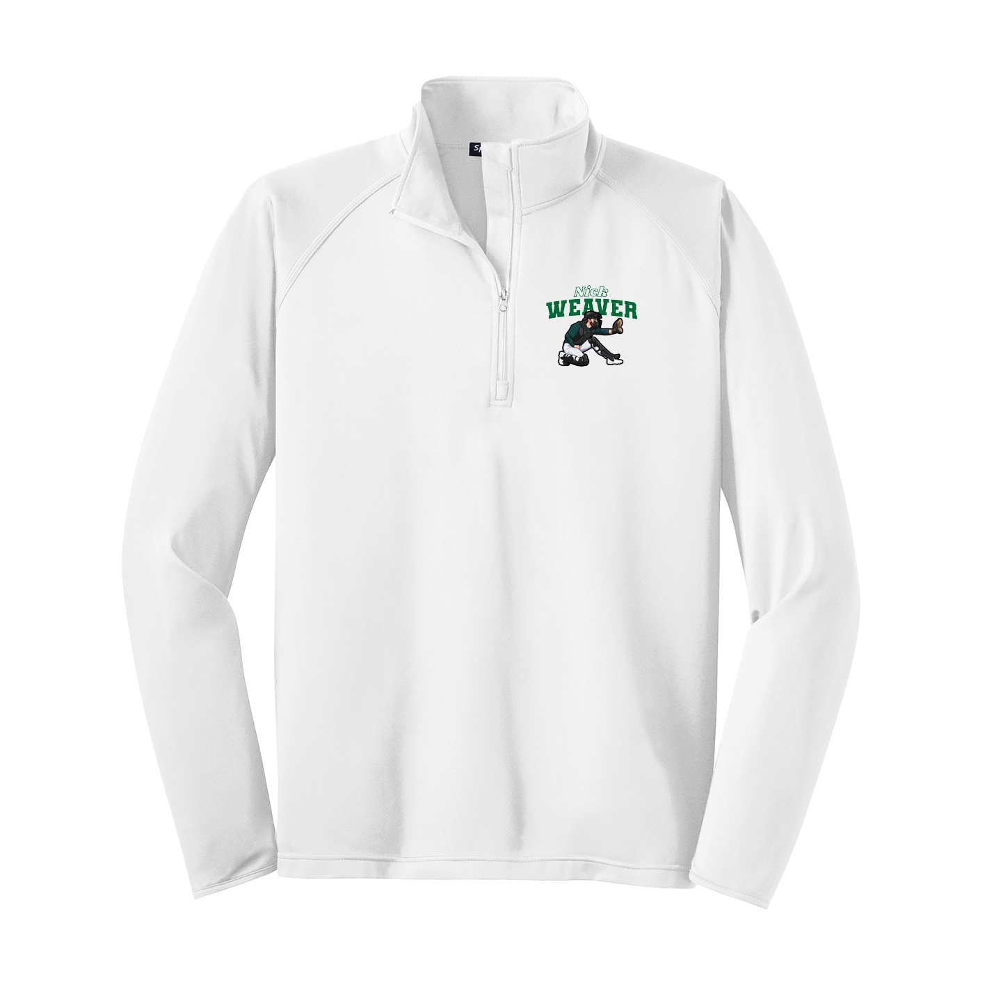 Q-Zip Pullover — Name Arch in White