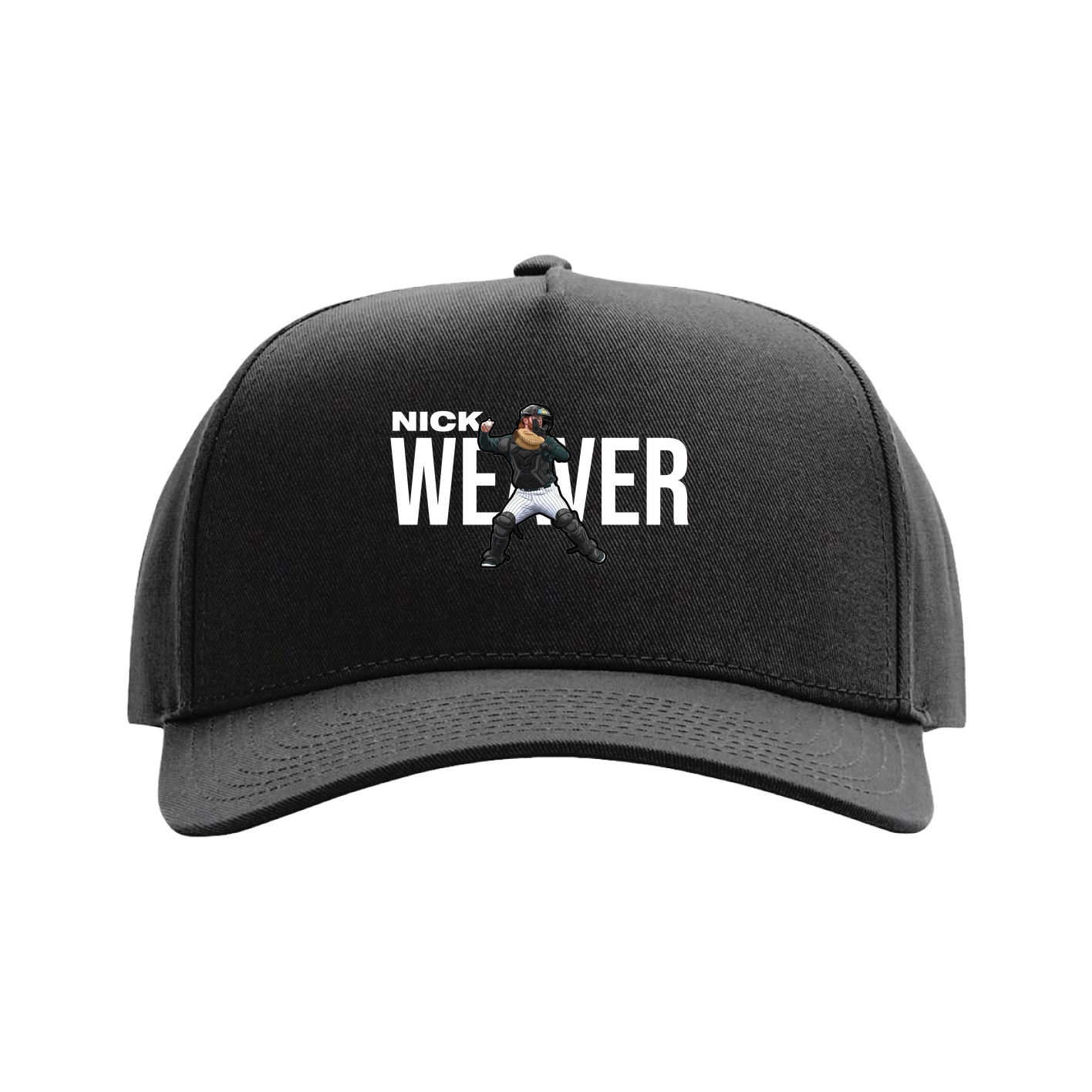 Full Fabric Five-Panel Champ Cap — Player Name in Black