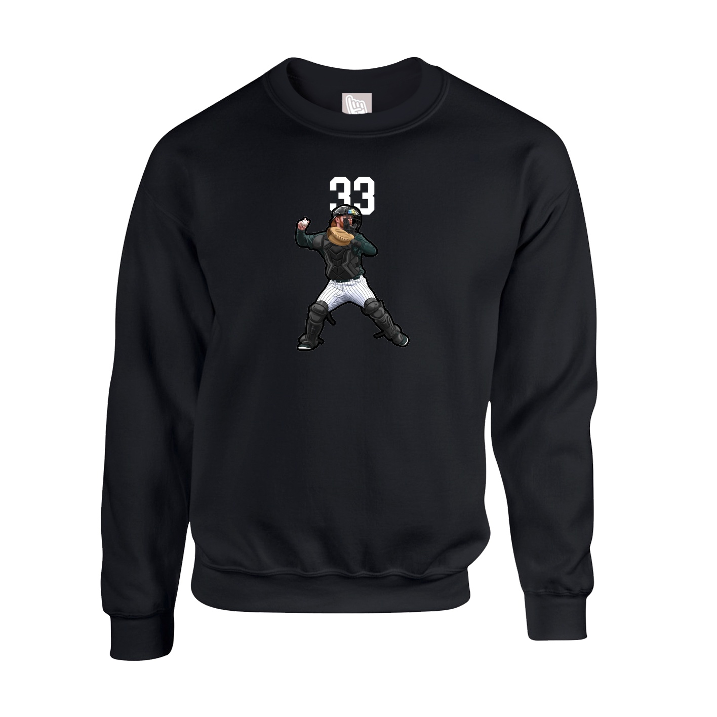Fleece Crew — Number Top in Black
