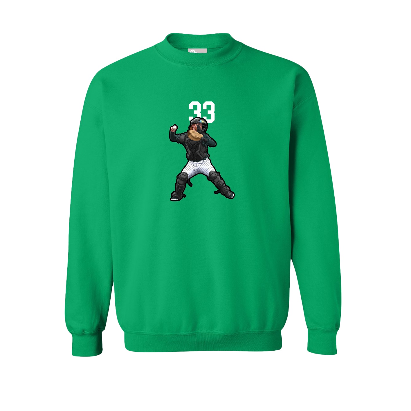 Fleece Crew — Number Top in Green
