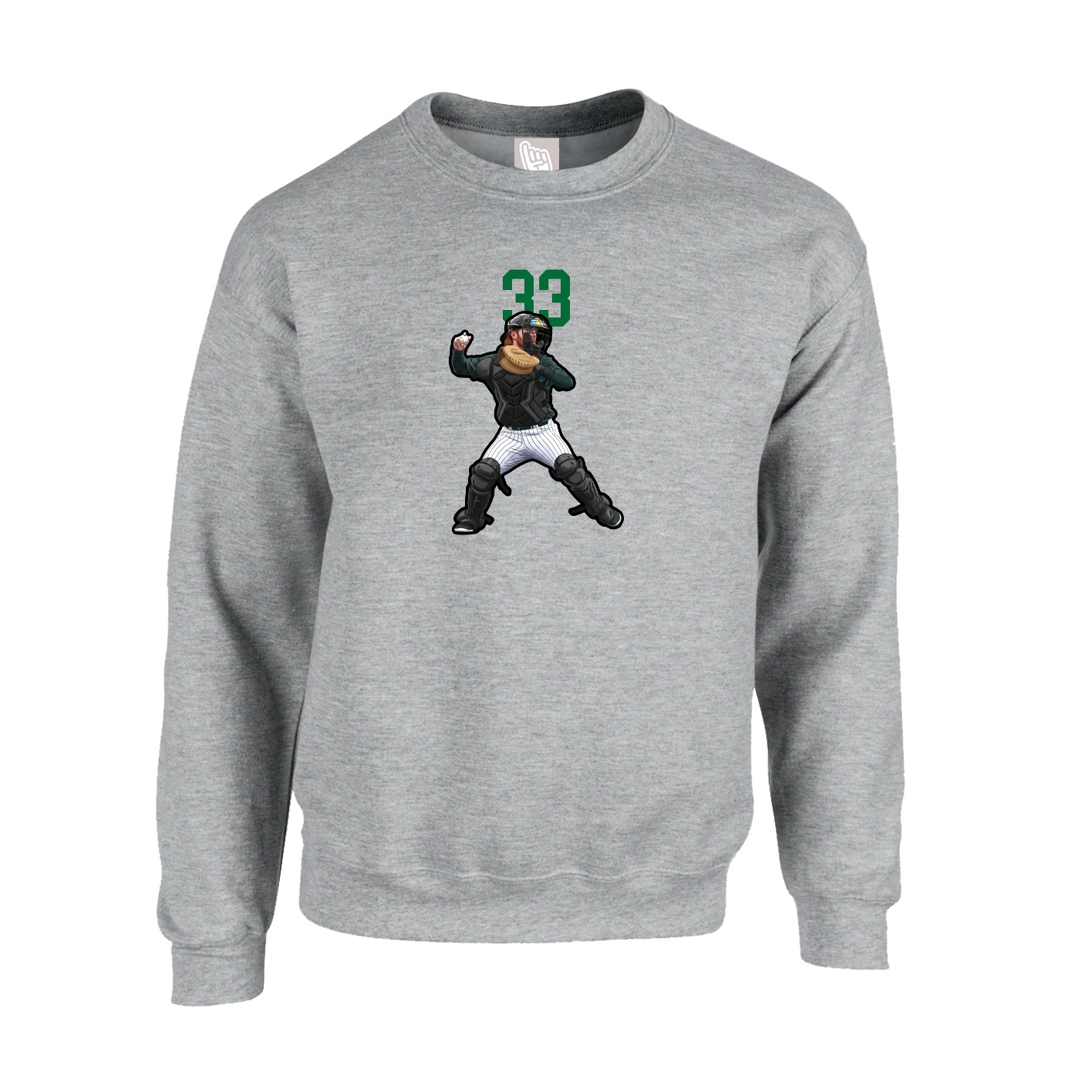 Fleece Crew — Number Top in Grey