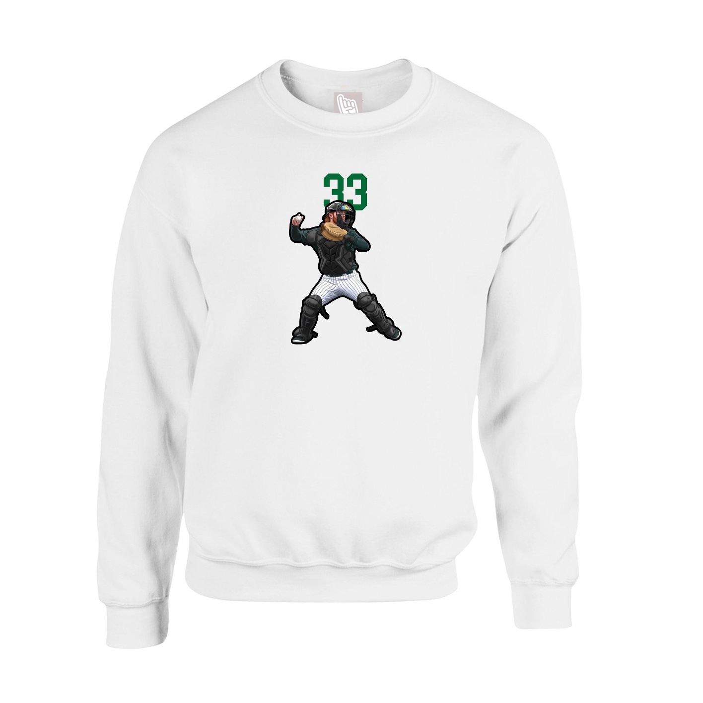 Fleece Crew — Number Top in White