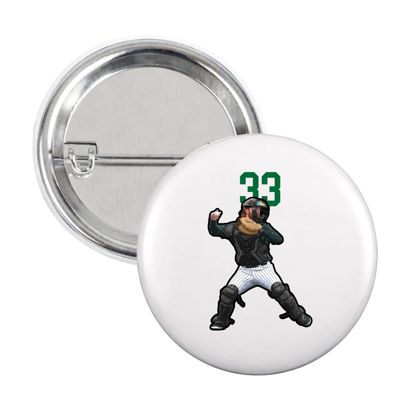 Game Day Button — Number Top in White