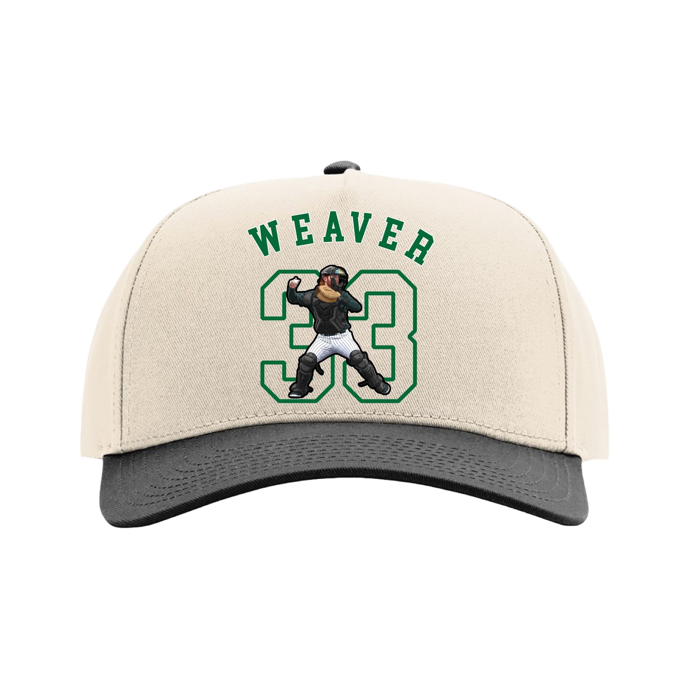 Full Fabric Five-Panel Champ Cap — Shirsey Arch in Cream/Black