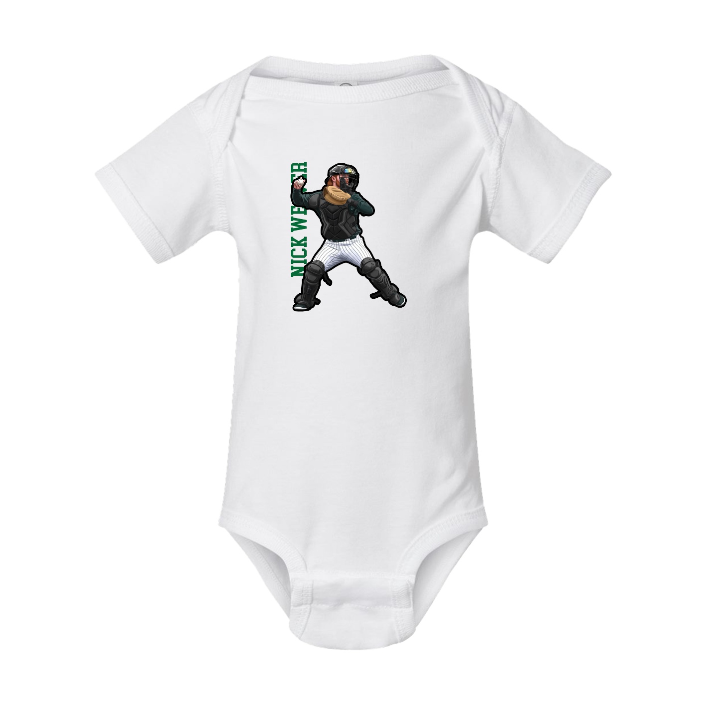 Baby Onesie — Name Vertical in White