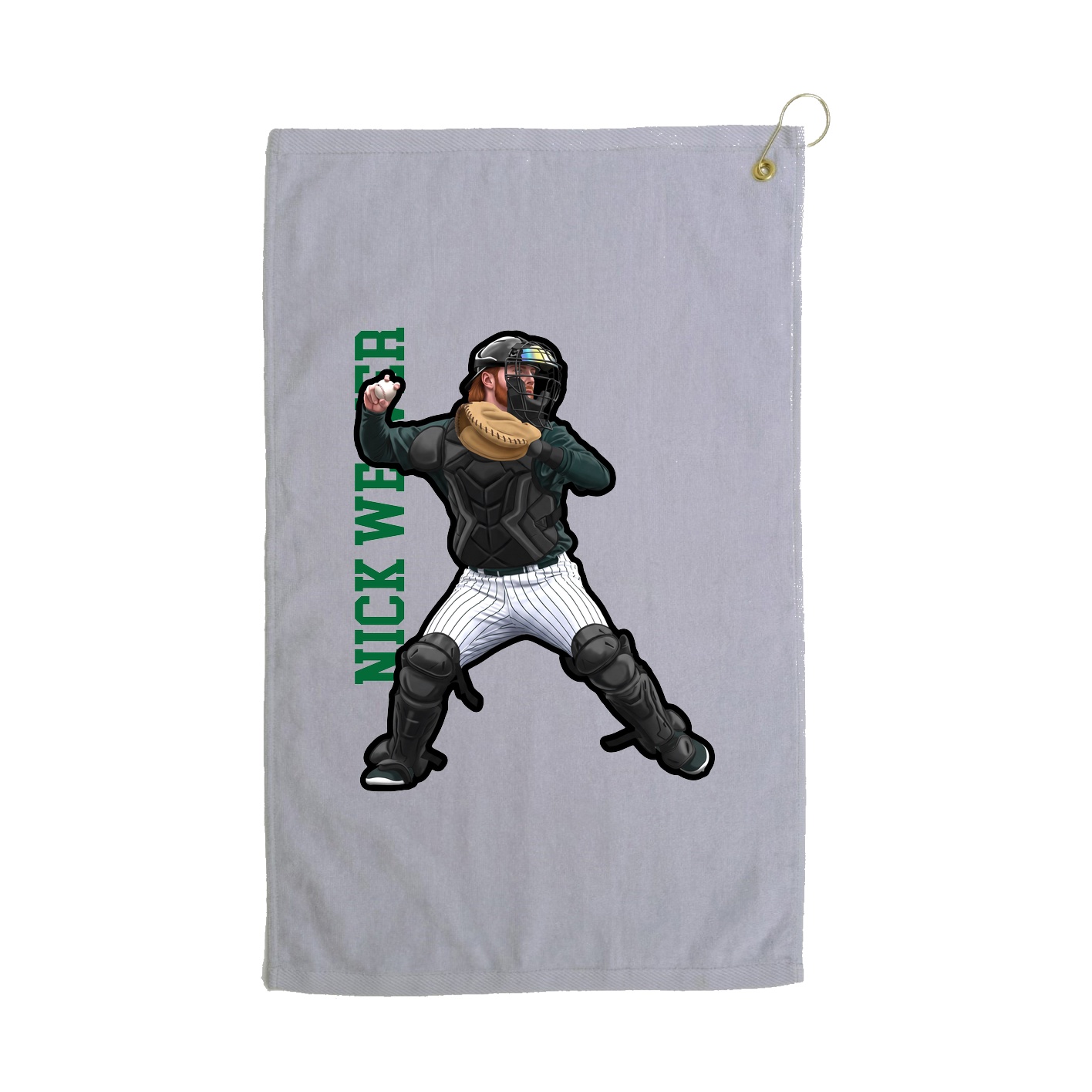 Golf Towel — Name Vertical in Grey
