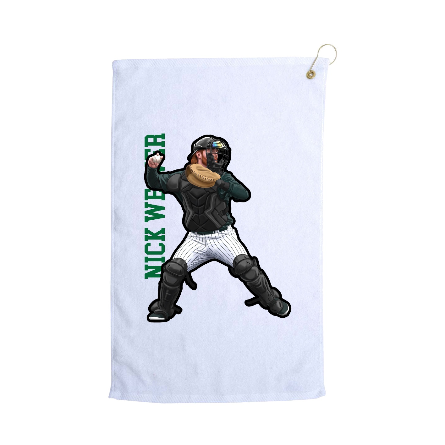 Golf Towel — Name Vertical in White