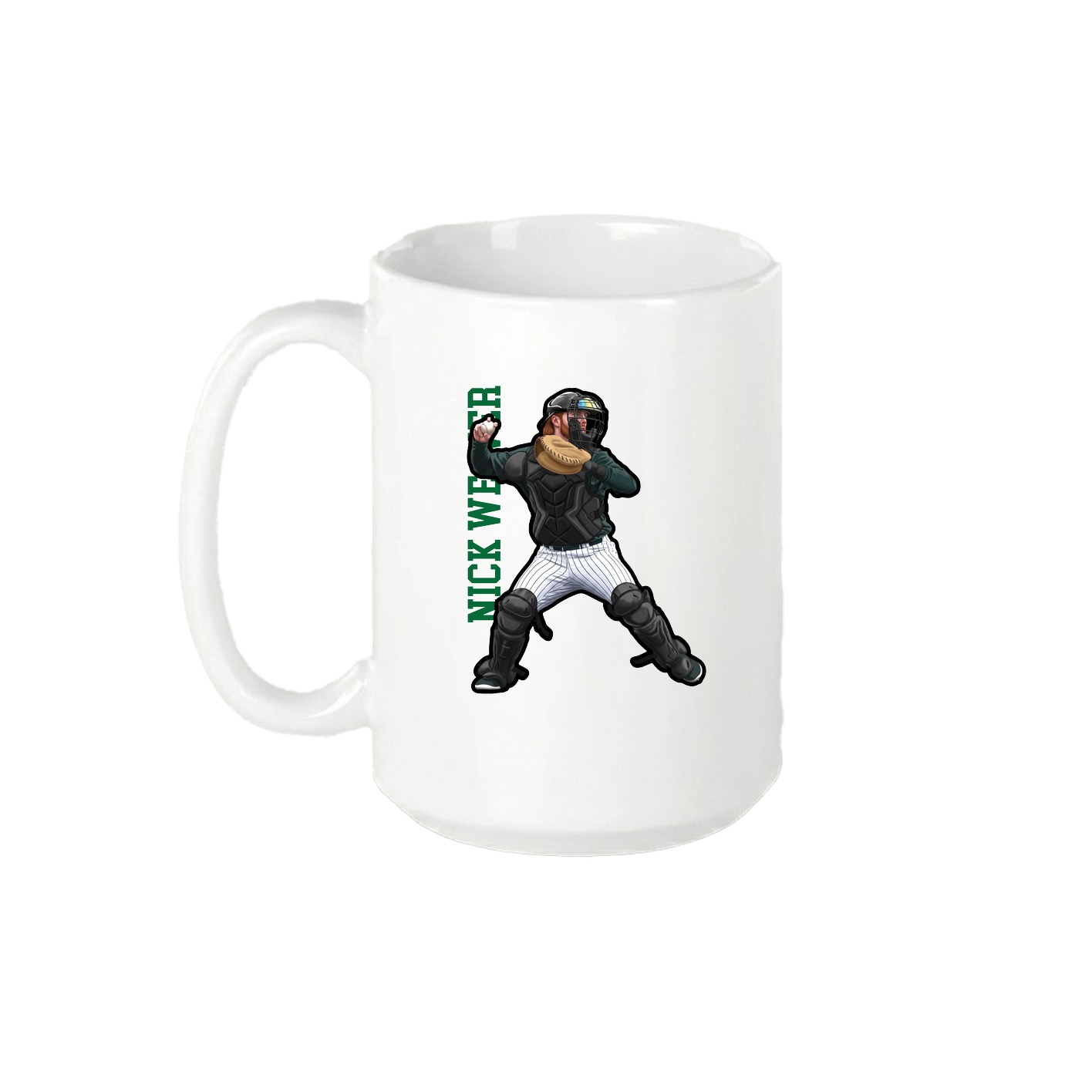 15oz Coffee Mug — Name Vertical in White