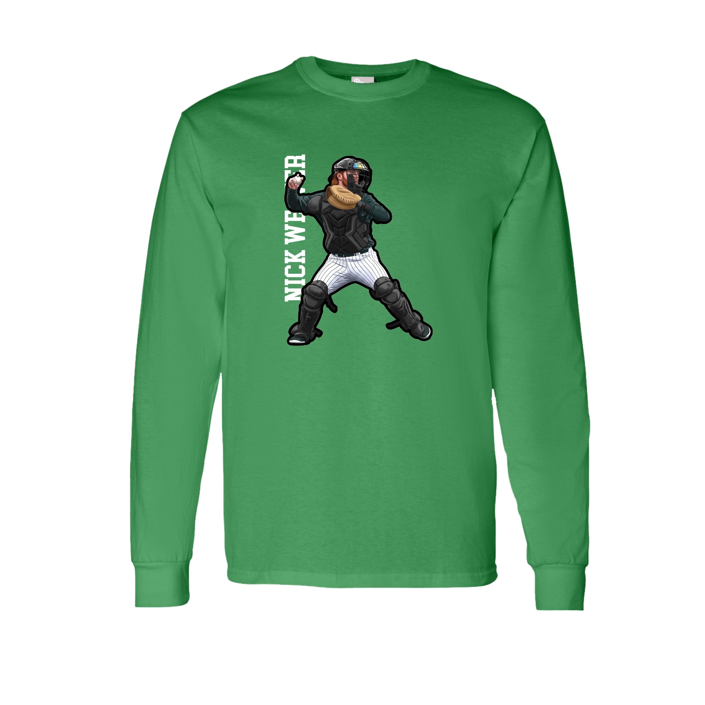 Long Sleeve Tee — Name Vertical in Green