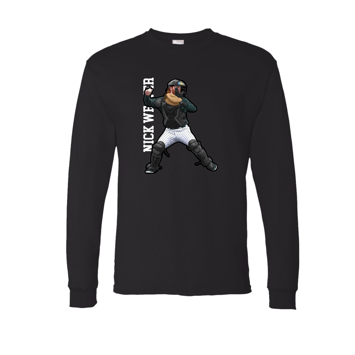 Long Sleeve Tee — Name Vertical in Black